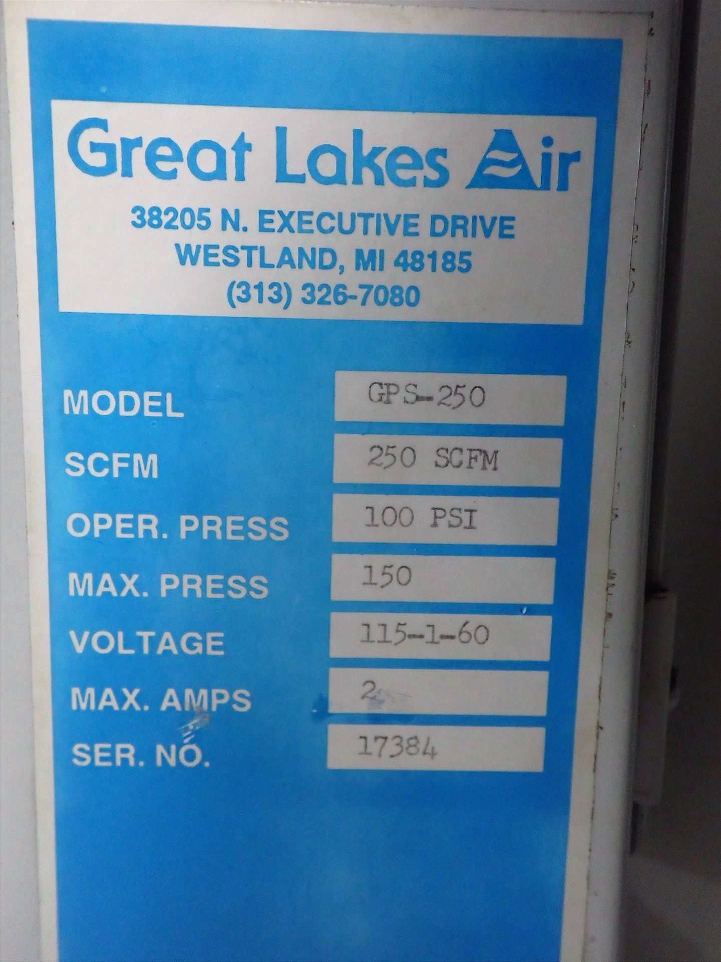 Great Lakes Air Dryer, mod. GPS-250. ser. no. 17384, 250 SCFM, operating 100 psi. - Image 3 of 5