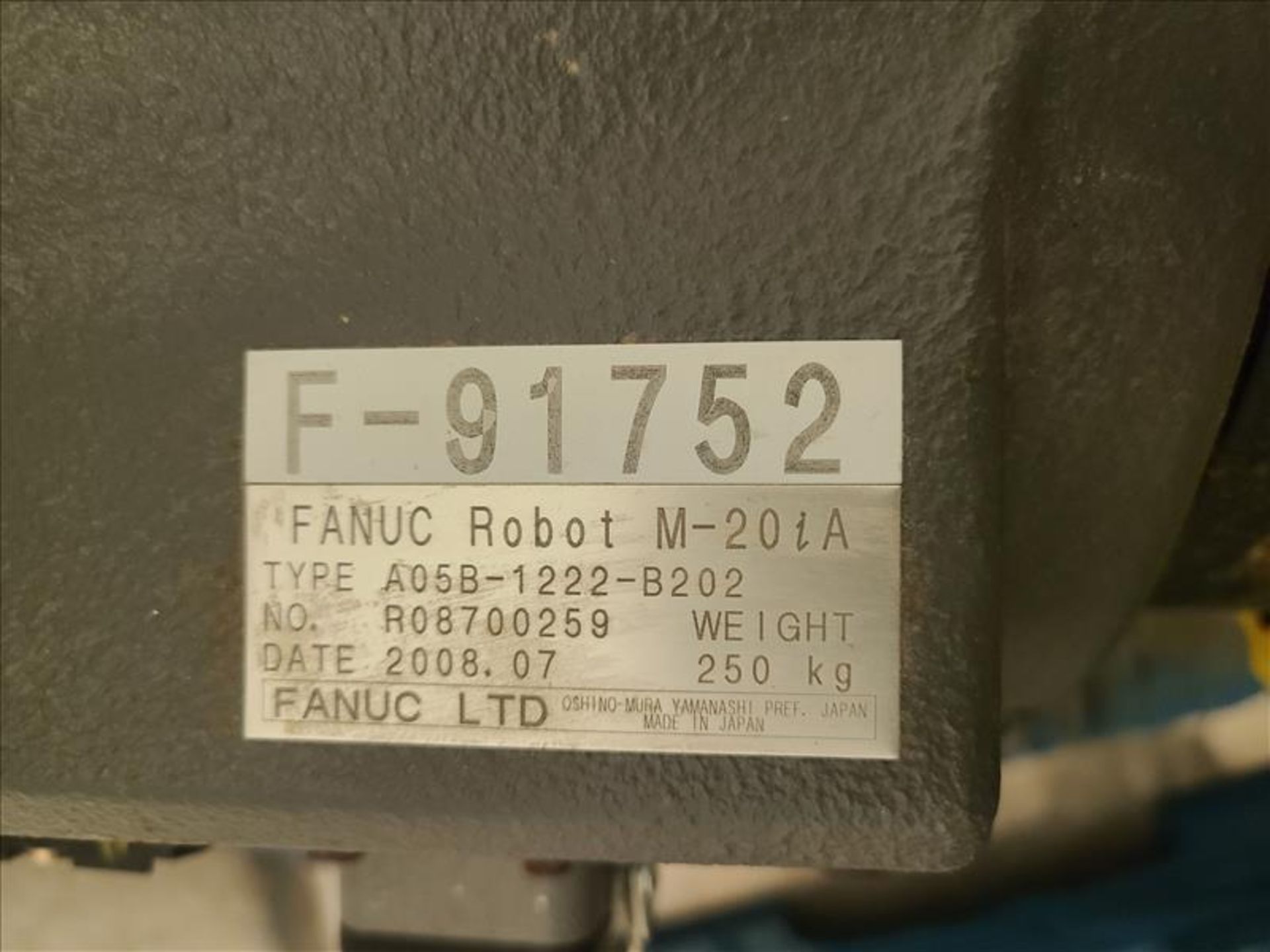 Fanuc Pick and Place Robot, model M-20iA/A05B-1222-B202, w/controller model R30iA/A05B-2524-B330, - Image 2 of 3