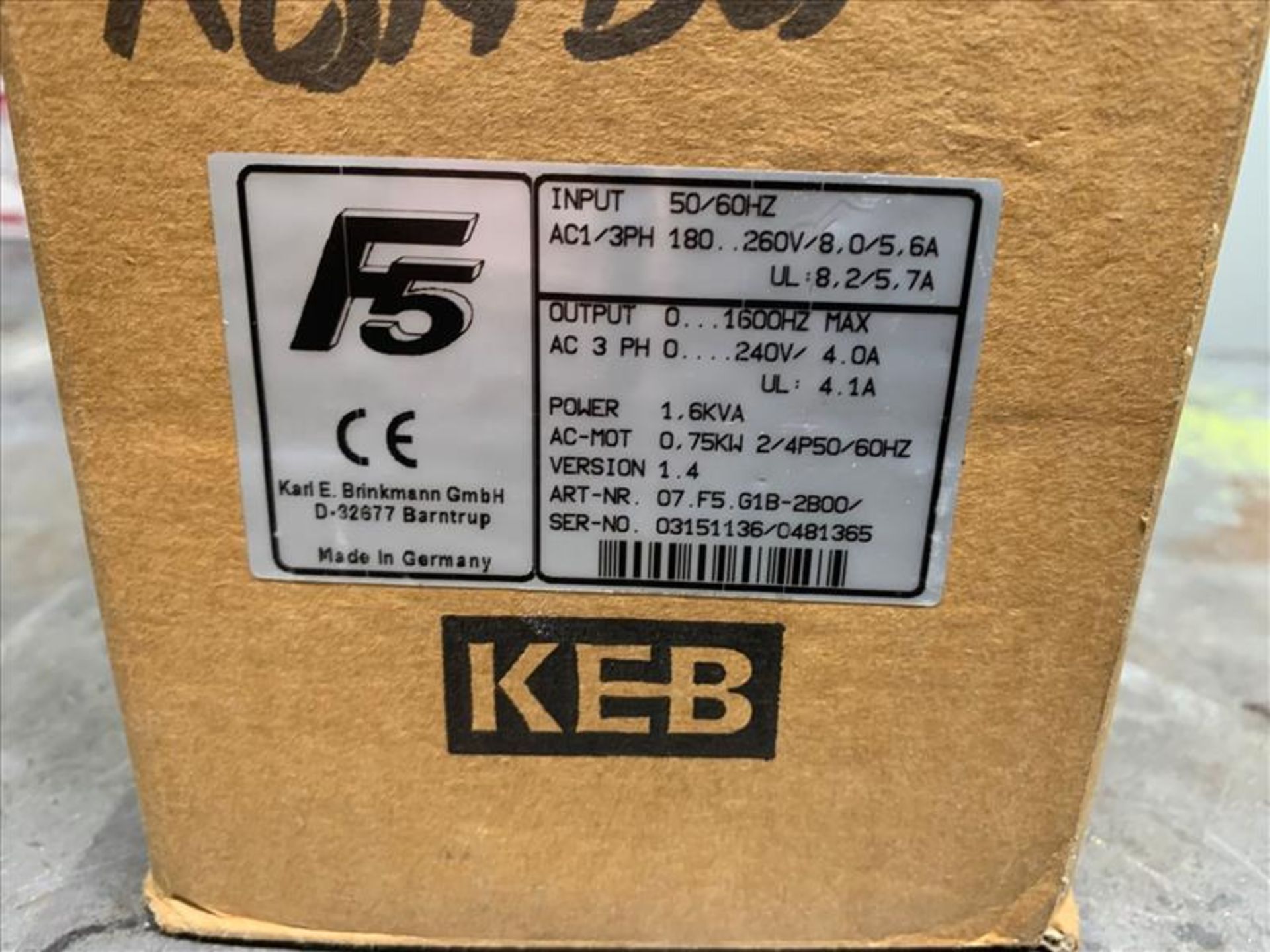 Keb Combivert, model 07.F5.G1B-2B00, S/N 03151136 - Image 2 of 4