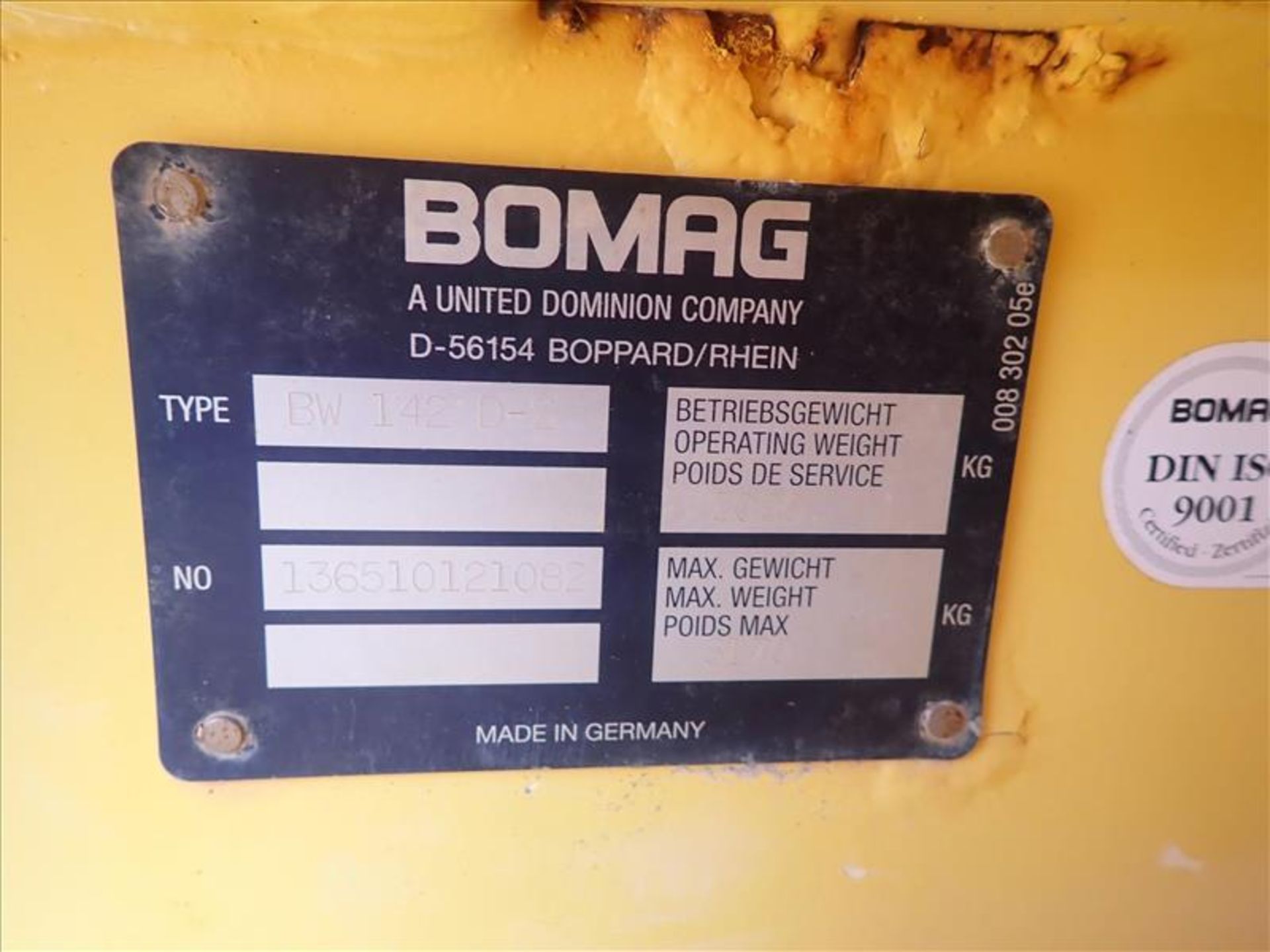 Bomag Smooth Drum Vibratory Compactor, mod. BW142D-2, ser. no. 136510121082, 2826 hrs., 56 in. - Image 10 of 10