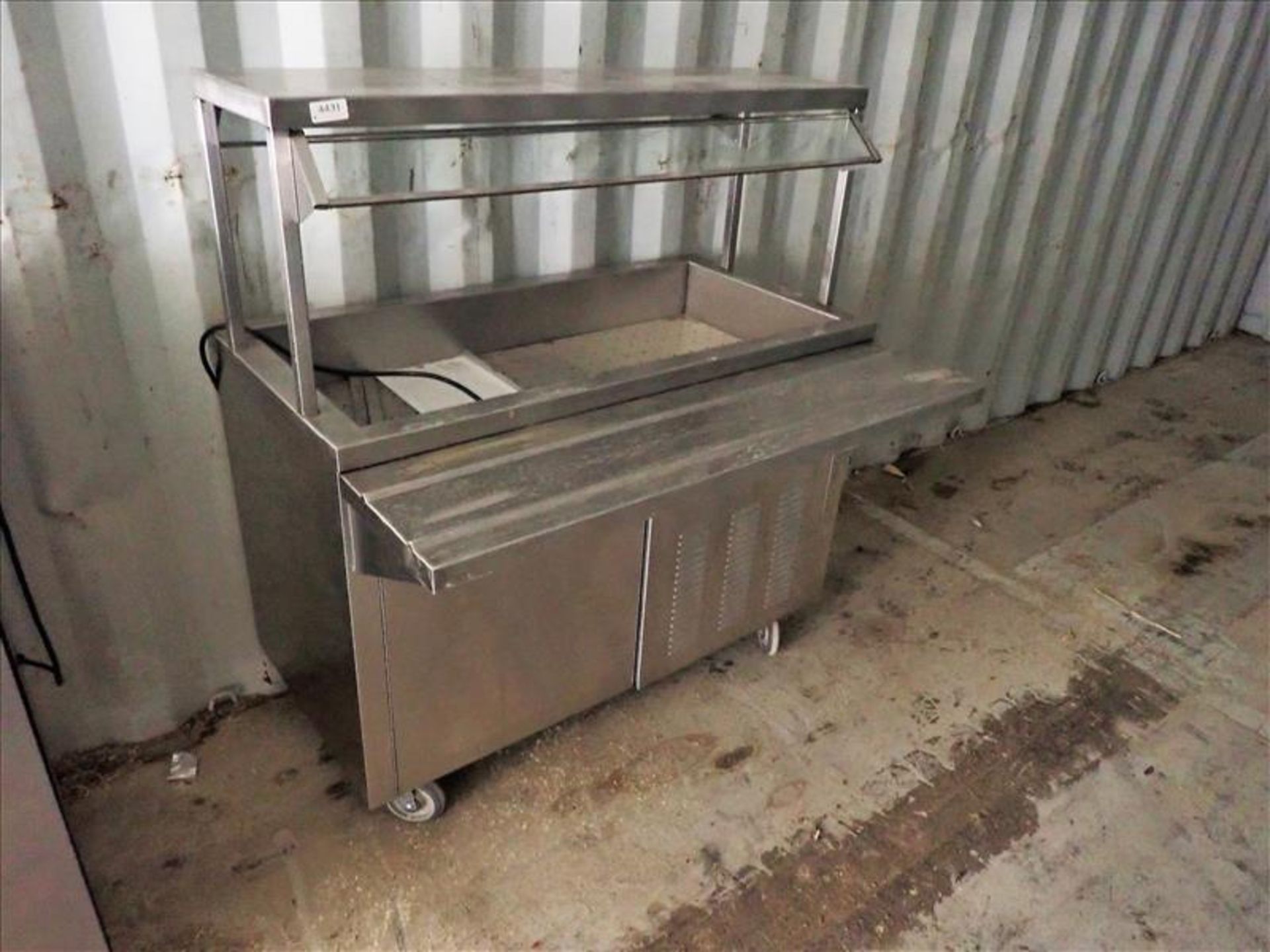 Cold Service, s/s, 24 in. x 4 ft. w/ casters (Tag No. 4431) [Sea Container 971037-8] {Location