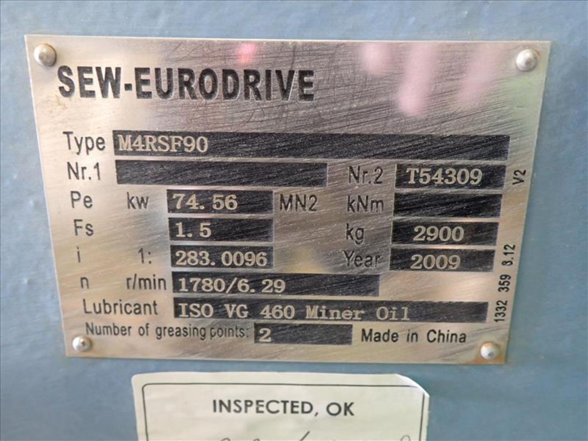 Sew-Eurodrive Gear Box, mod. M4RSF90 (NEW), 1780:6.29 (Tag No. 4864) [Sea Container 082073-7] { - Image 3 of 3