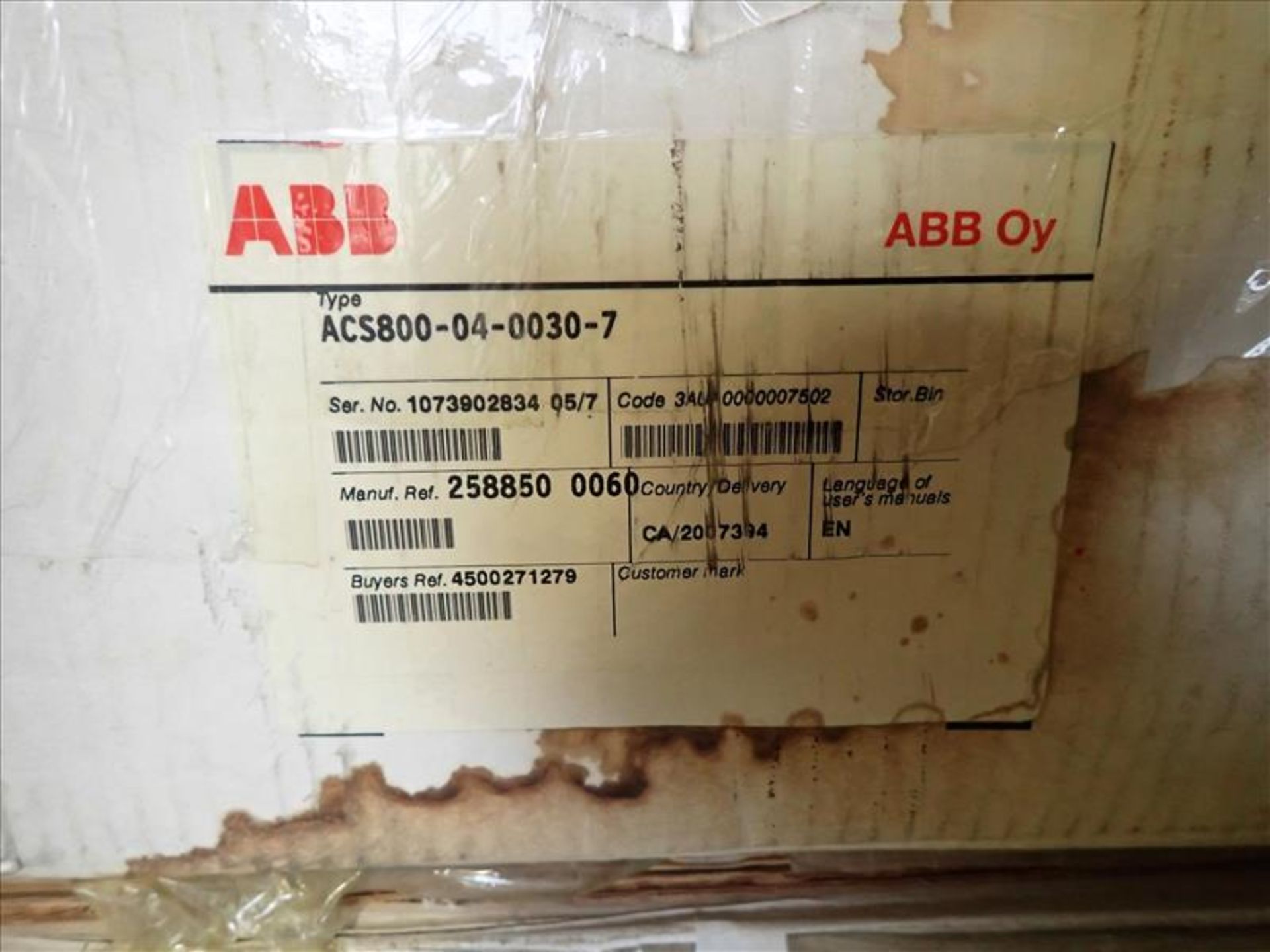 (7) ABB Variable Frequency Drives (VFD), mod. ACS800-104-0440-7+F204, 600V, 382A, 100Hz, 3Ph (Tag - Image 2 of 3
