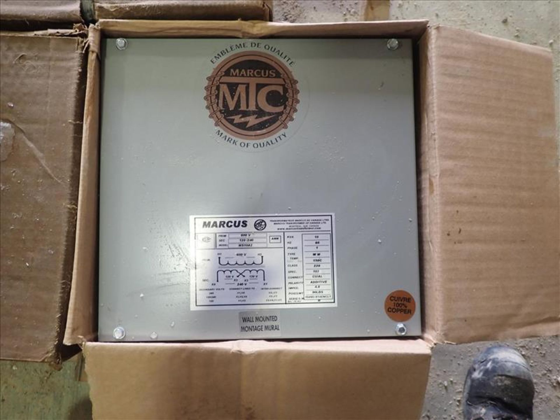 (3) Marcus 10KVA Transformers (NEW) (Tag No. 4327) [Sea Container 675867-3] {Location Hallnor}