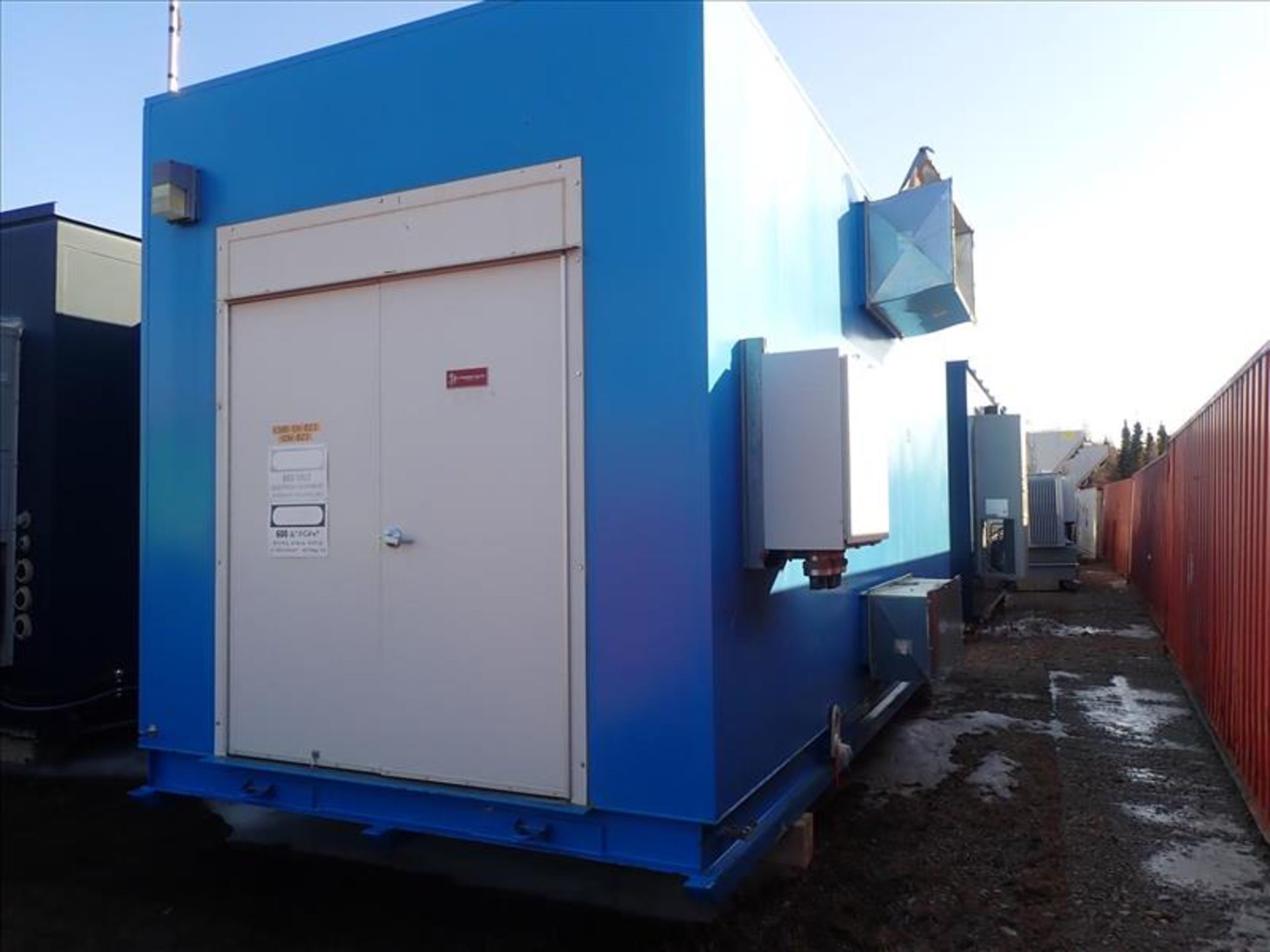 Electric-House (VDW23), 20 ft. x 9 ft, skid-mounted, lighting and sprinkler system, incl: ABB