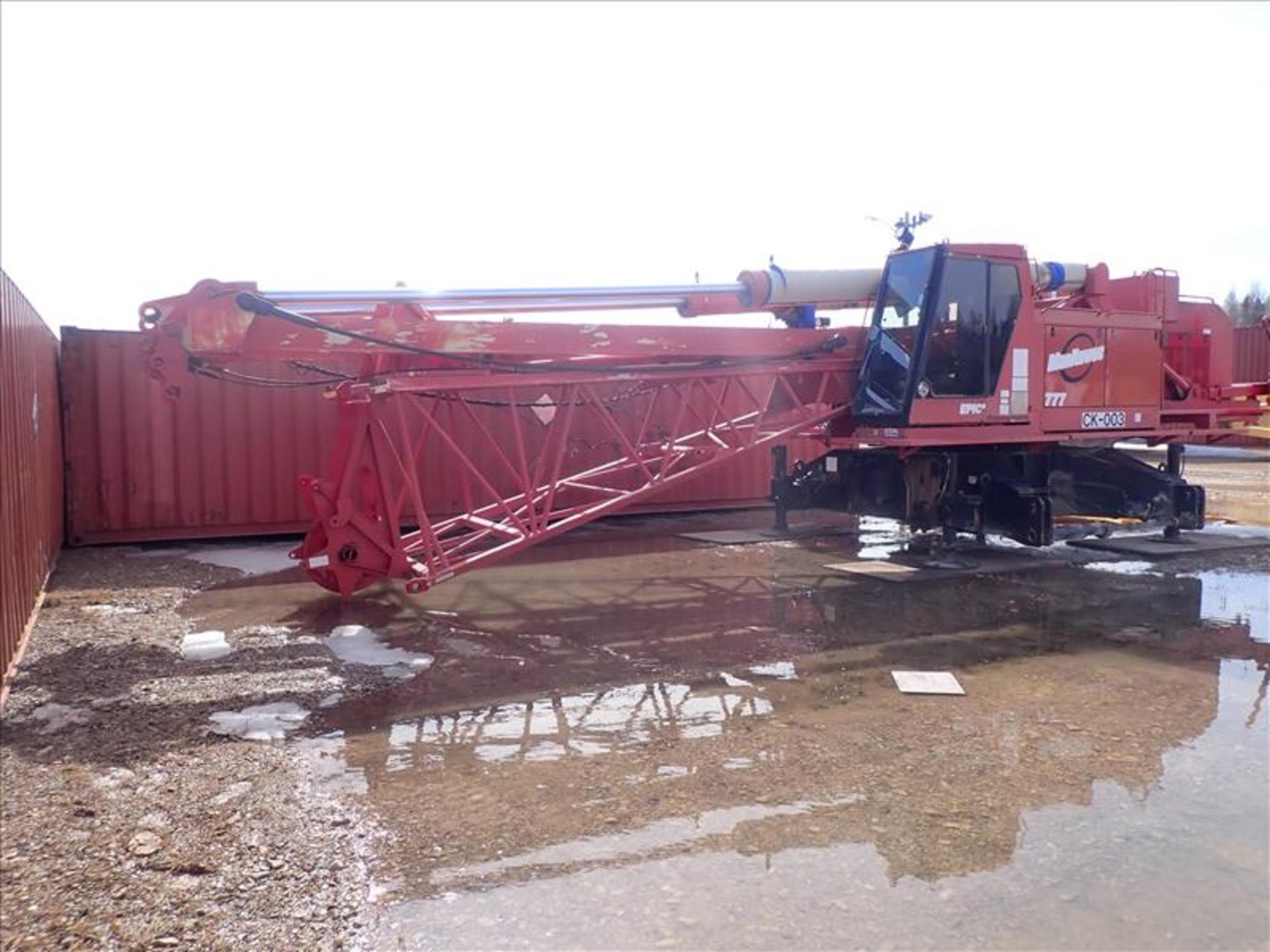 Manitowoc crane, mod. 777-52, 100-ton cap. w/ boom extension, counter weights, Shipping Container - Image 4 of 28