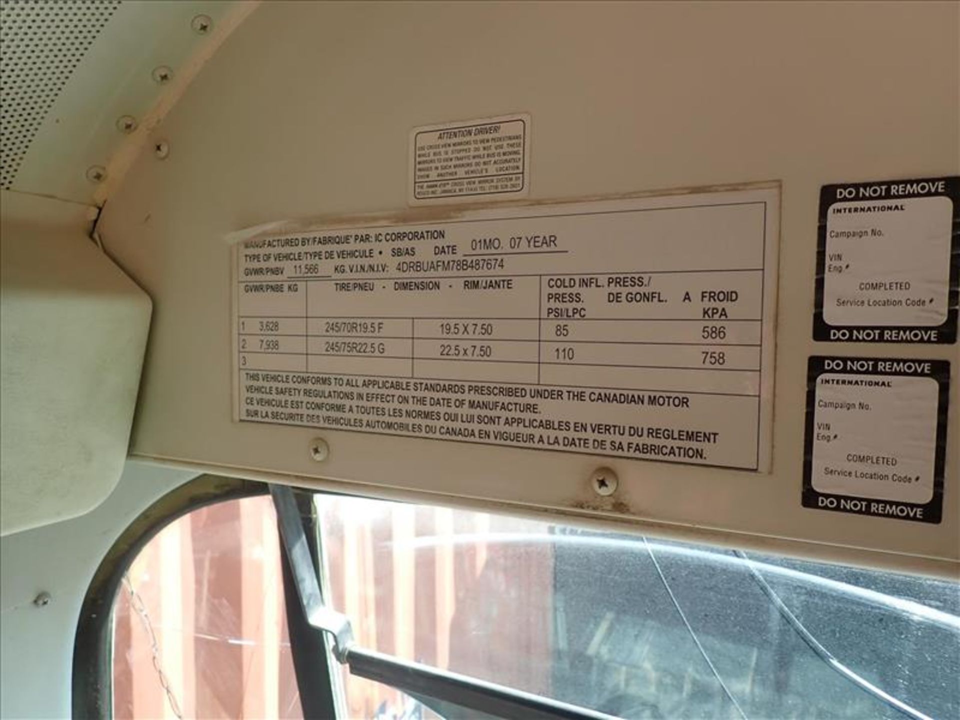 IC Corp. School Bus (DMG), VIN 4DRBUAFM78B487674 (2007), 36-passenger (Tag No. 4925) [Sea - Image 2 of 5