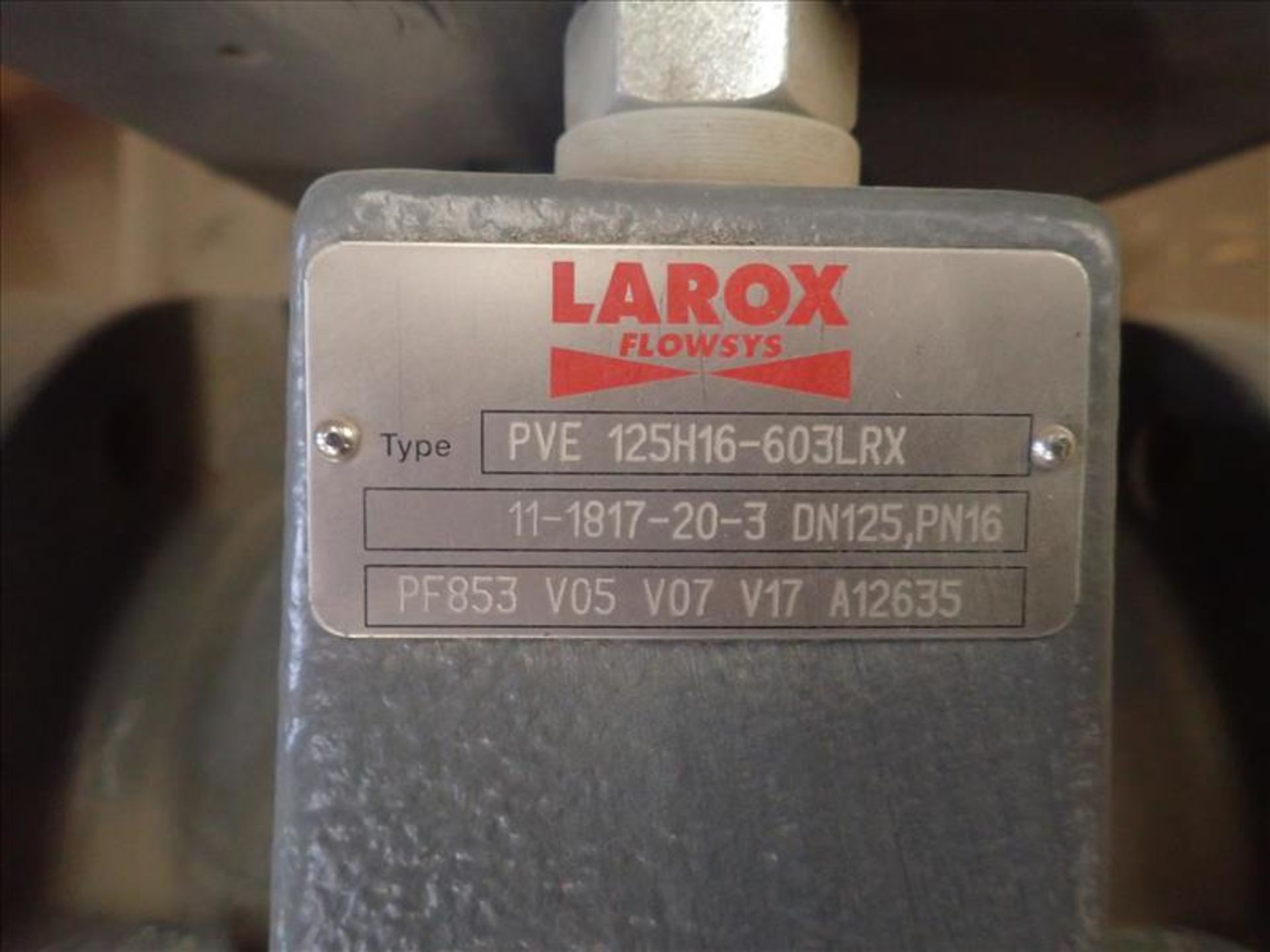 Larox Flowsys actuated pinch valve, mod. PVE 125H16-603LRX, 5 in. dia. (Tag 8974 Loc WH North) - Image 2 of 2