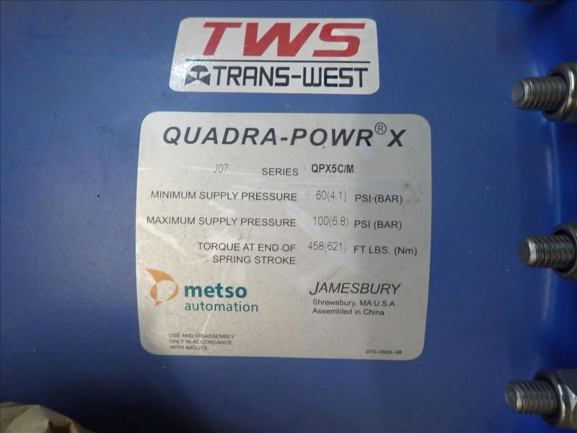 Metso actuated butterfly valve, mod. Quadra-Powr X QPX5C/M (Tag 8257 Loc WH Yard) - Image 2 of 3