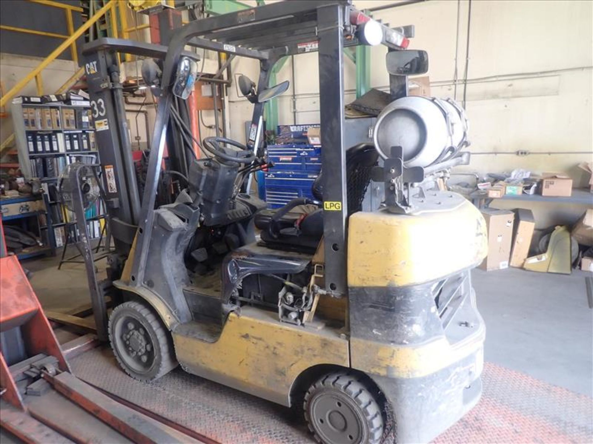 CAT forklift truck, mod. C5000, ser. no. N/A, propane, 2-stage, hour meter reads N/A (Tag 9099 Loc - Image 4 of 6