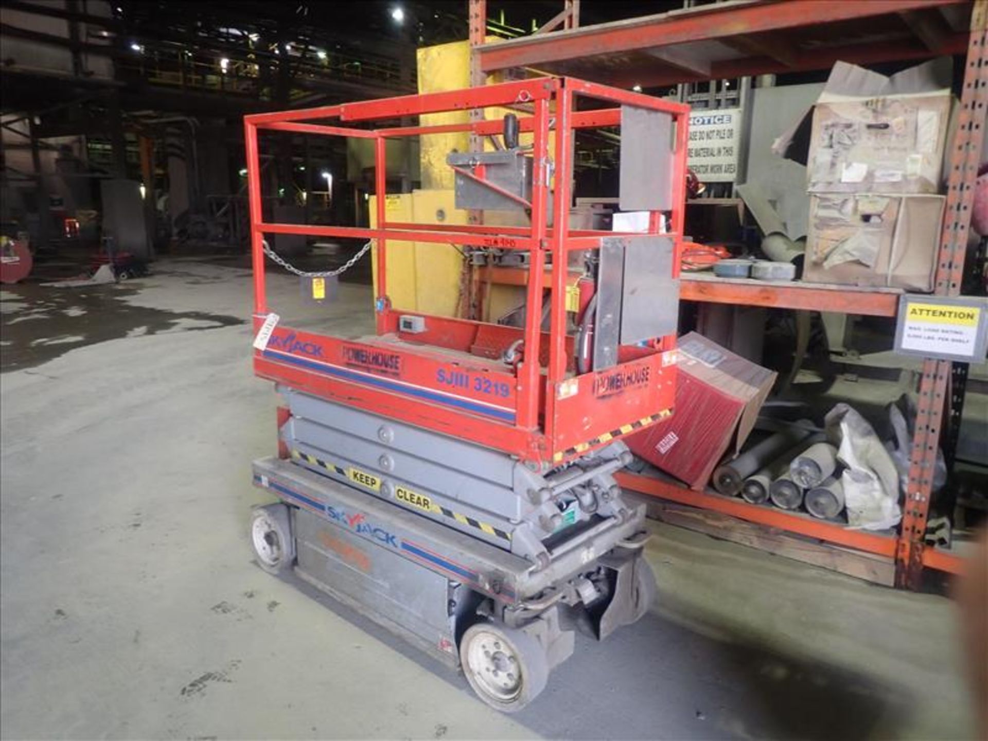 SkyJack scissor lift, mod. SJIII-3219, ser. no. 22022269, 24V, 2-person, 500 lbs cap., 19 ft lift