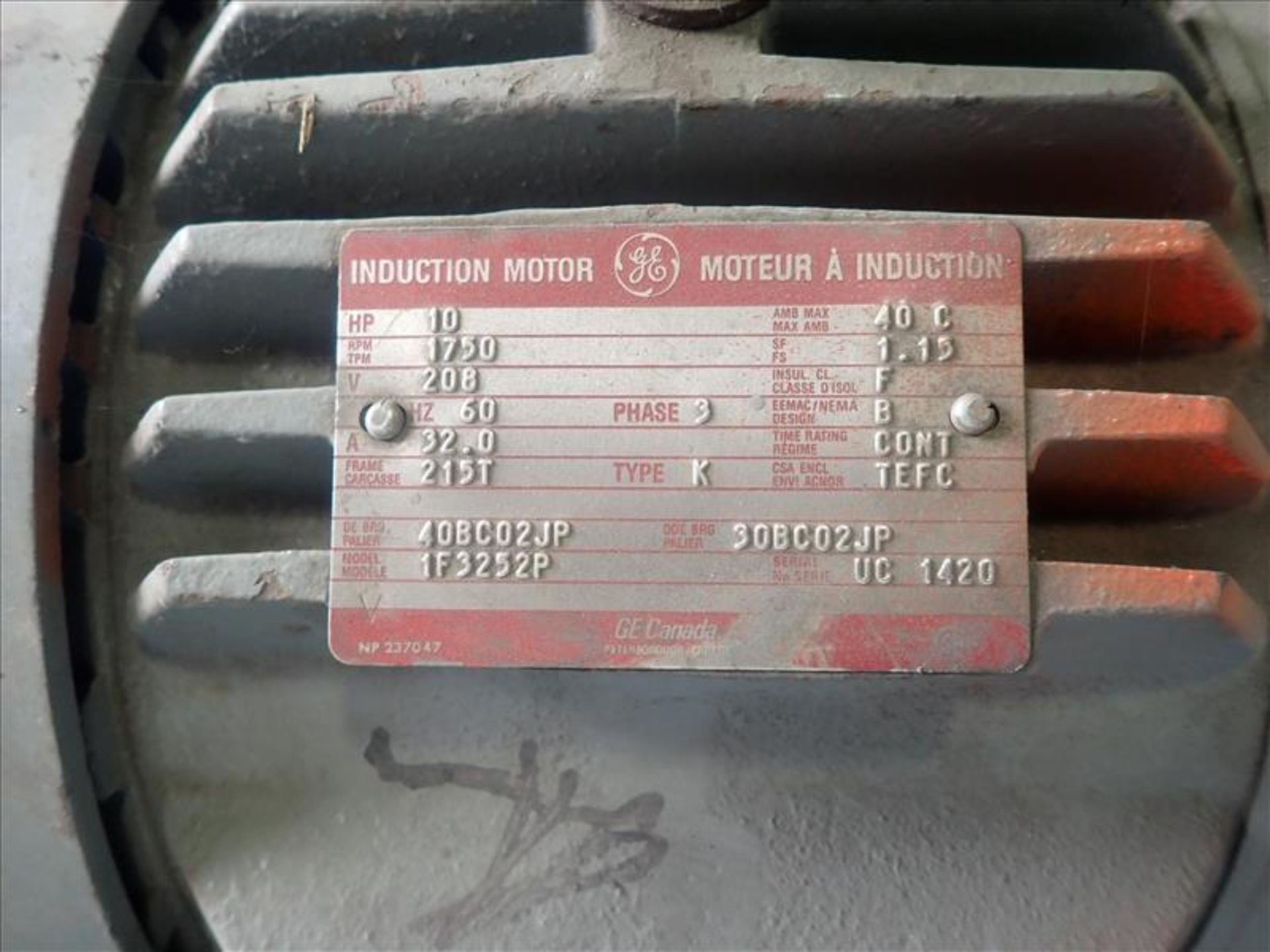 (3) electric motor, 10/10/75 hp (Tag 8143 Loc WH Modified) - Image 3 of 4