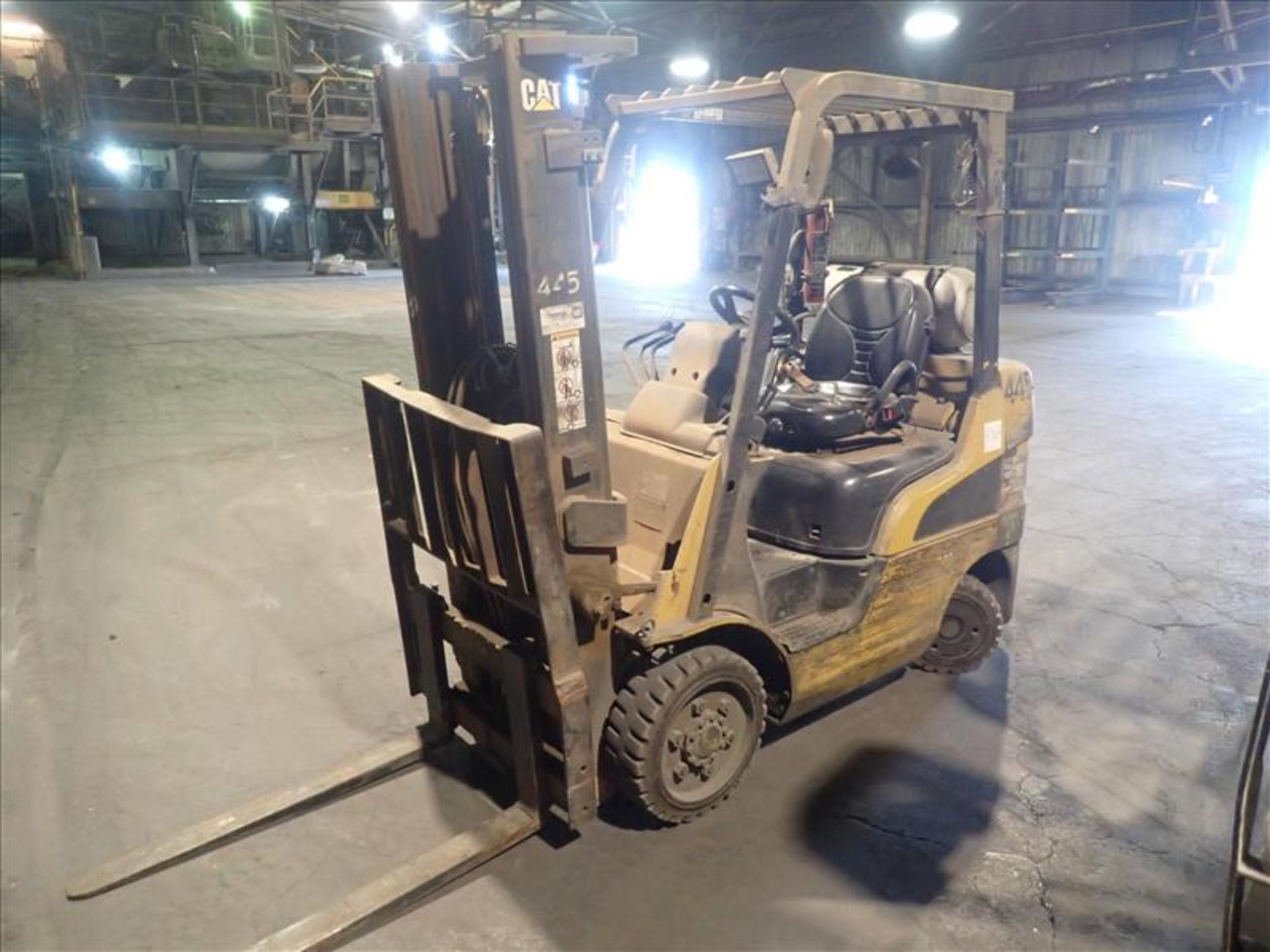 CAT forklift truck, mod. C5000, ser. no. N/A, N/A lbs cap., propane, 2-stage mast, hour meter