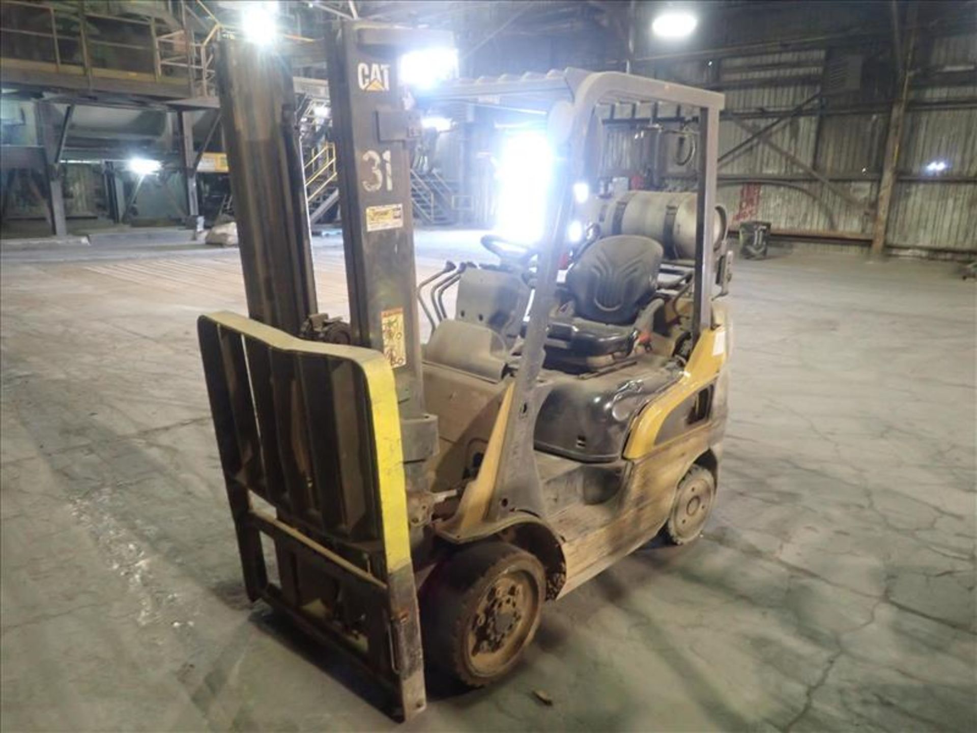 CAT forklift truck, mod. N/A, ser. no. N/A, N/A lbs cap., propane, 2-stage mast, hour meter reads