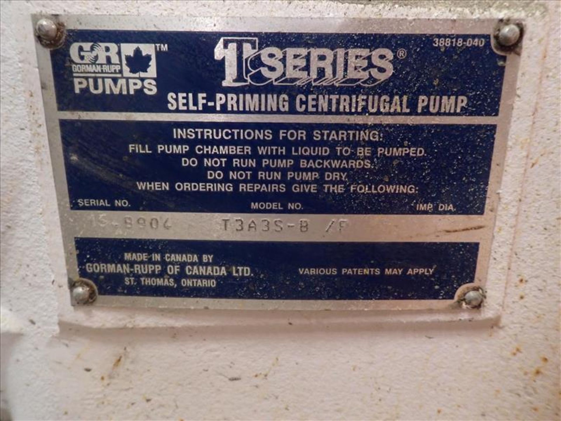 (2) GormanRupp centrifugal pump, mod. Super T Series T345S-8/F, self-priming, 15 hp ea., skid- - Image 4 of 4