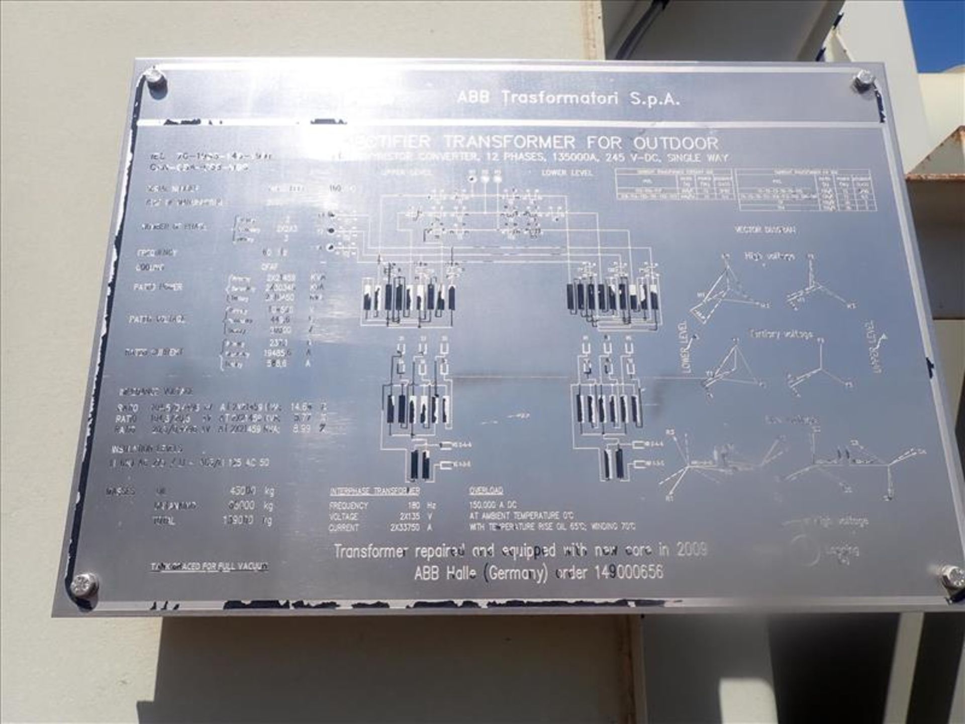 spare: ABB rectifier transformer, 41500 KVA (Tag 7732 Loc Cell House) - Image 3 of 3