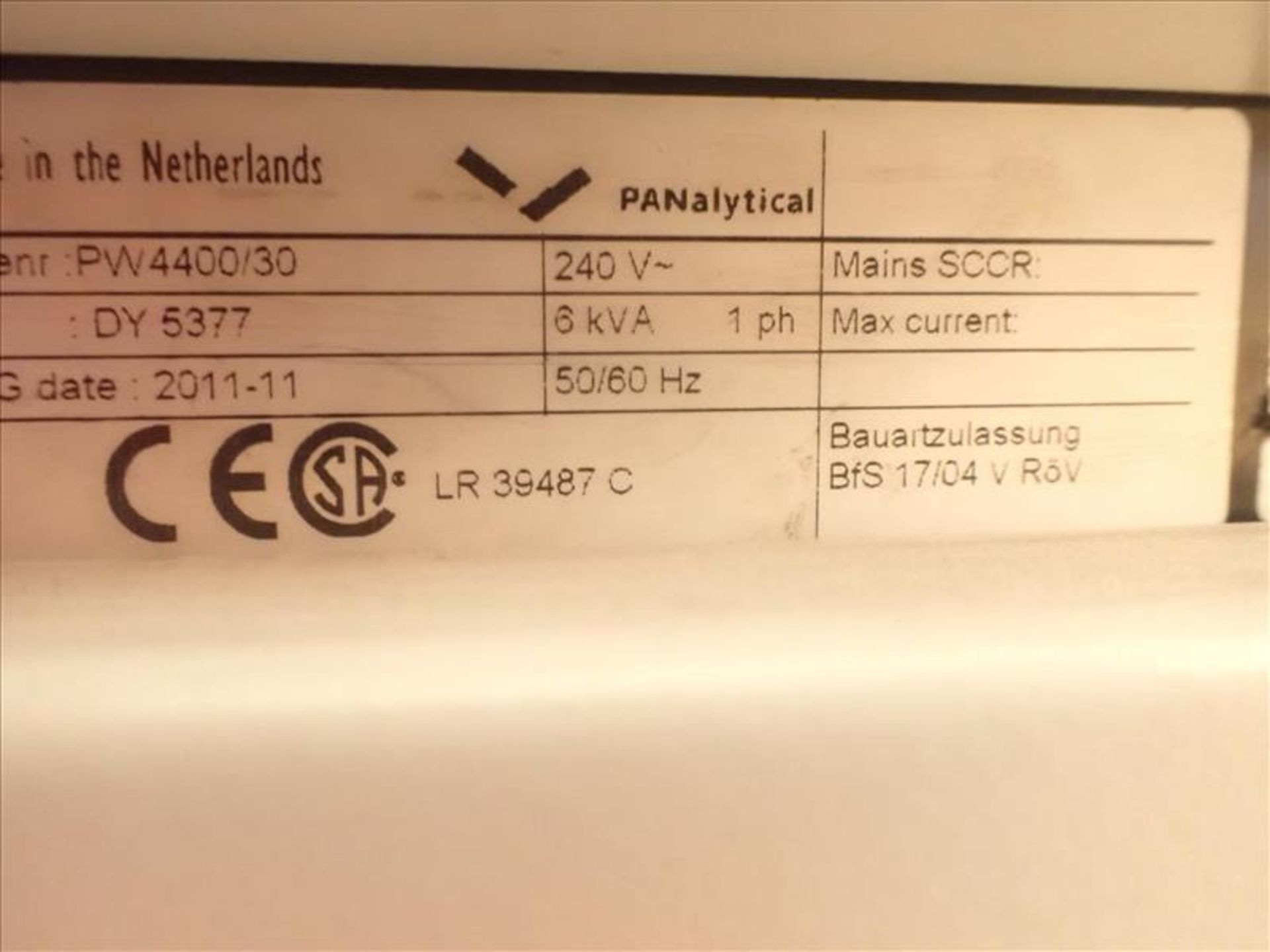 Axios Max Panalytical x-ray fluorescence spectrometer, mod. PW4400130, ser. no. DY5377 (Tag 7487 Loc - Image 2 of 2