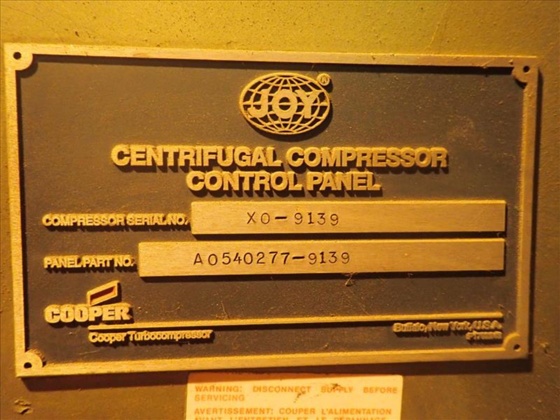 Joy centrifugal oxygen compressor, mod. TAQ-160RR, ser. no. XO-9139, 3500 hp c/w heat exchangers, - Image 7 of 12