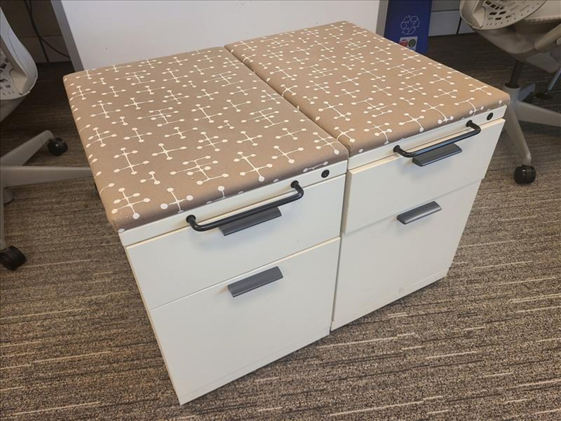 2-Drawer Filing Cabinet, w/cushion top, casters (Qty 2) (Floor 4) (Brown Cushion Tops)