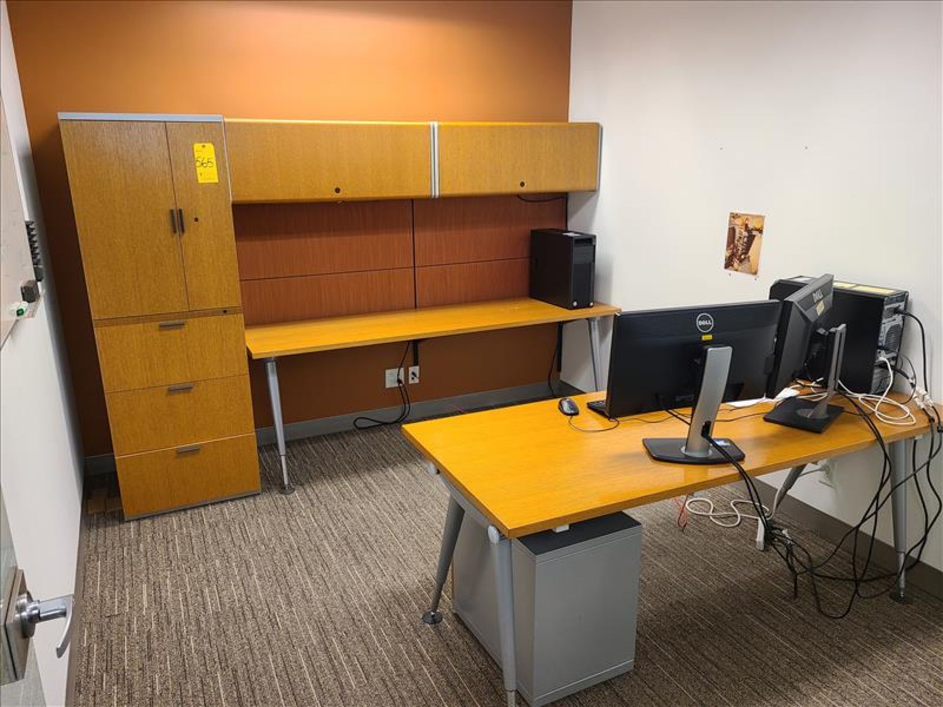 Private Office Suite incl; front desk approx. 72 in. x 30 in., back desk approx. 84 in. x 23 in., (