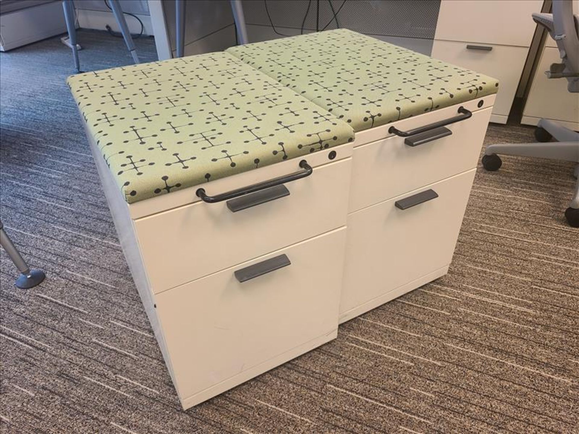 2-Drawer Filing Cabinet, w/cushion top, casters (Qty 2) (Floor 4) (Green Cushion Tops)