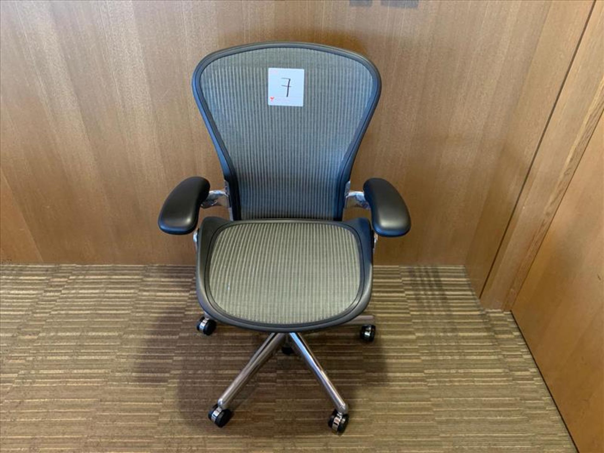 Herman Miller Aeron Task Chair; carbon mesh, chrome base, adjustable height, tilt seat and back,