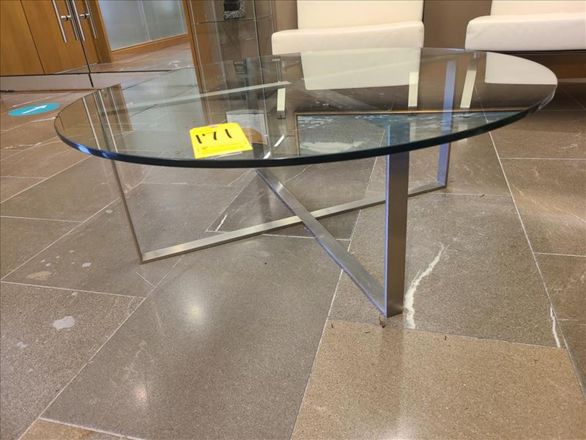 Tempered Glass Table, w/ s/s base, approx. 42 in. dia (Qty 1) (Floor 3) (Reception Area) - Image 2 of 2