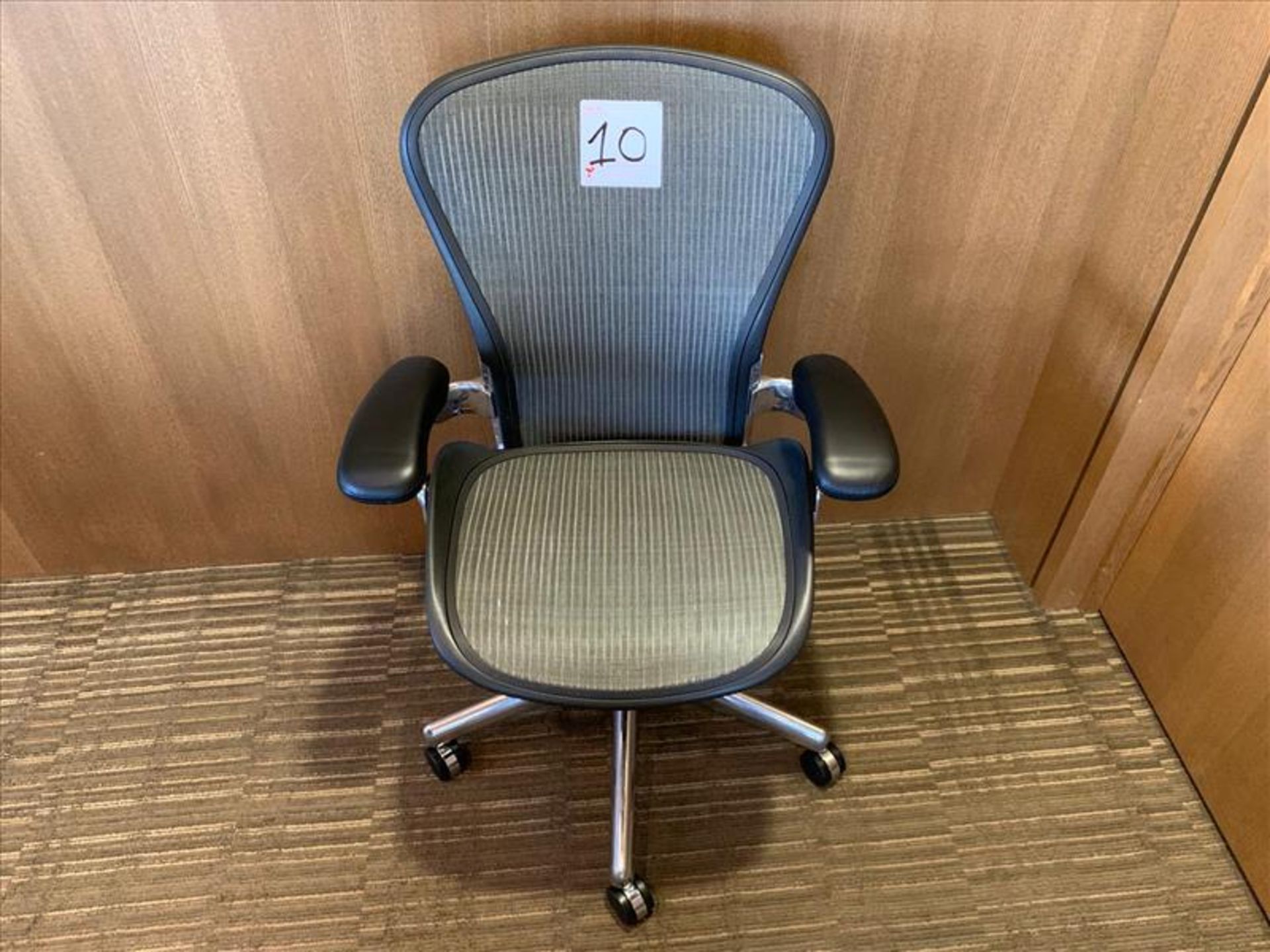 Herman Miller Aeron Task Chair; carbon mesh, chrome base, adjustable height, tilt seat and back,