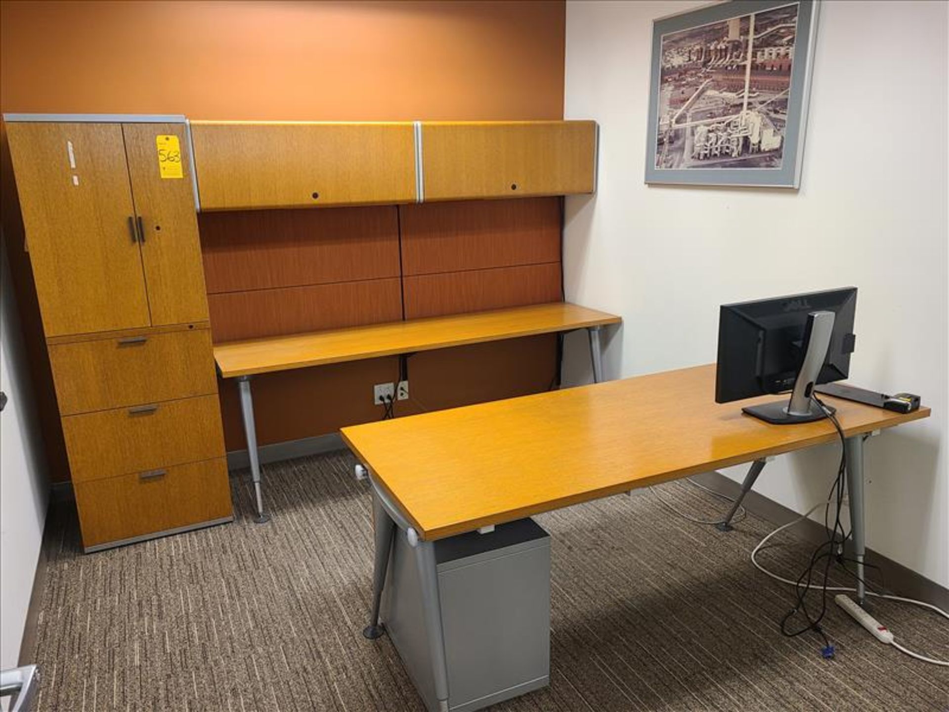 Private Office Suite incl; front desk approx. 72 in. x 30 in., back desk approx. 84 in. x 23 in., (