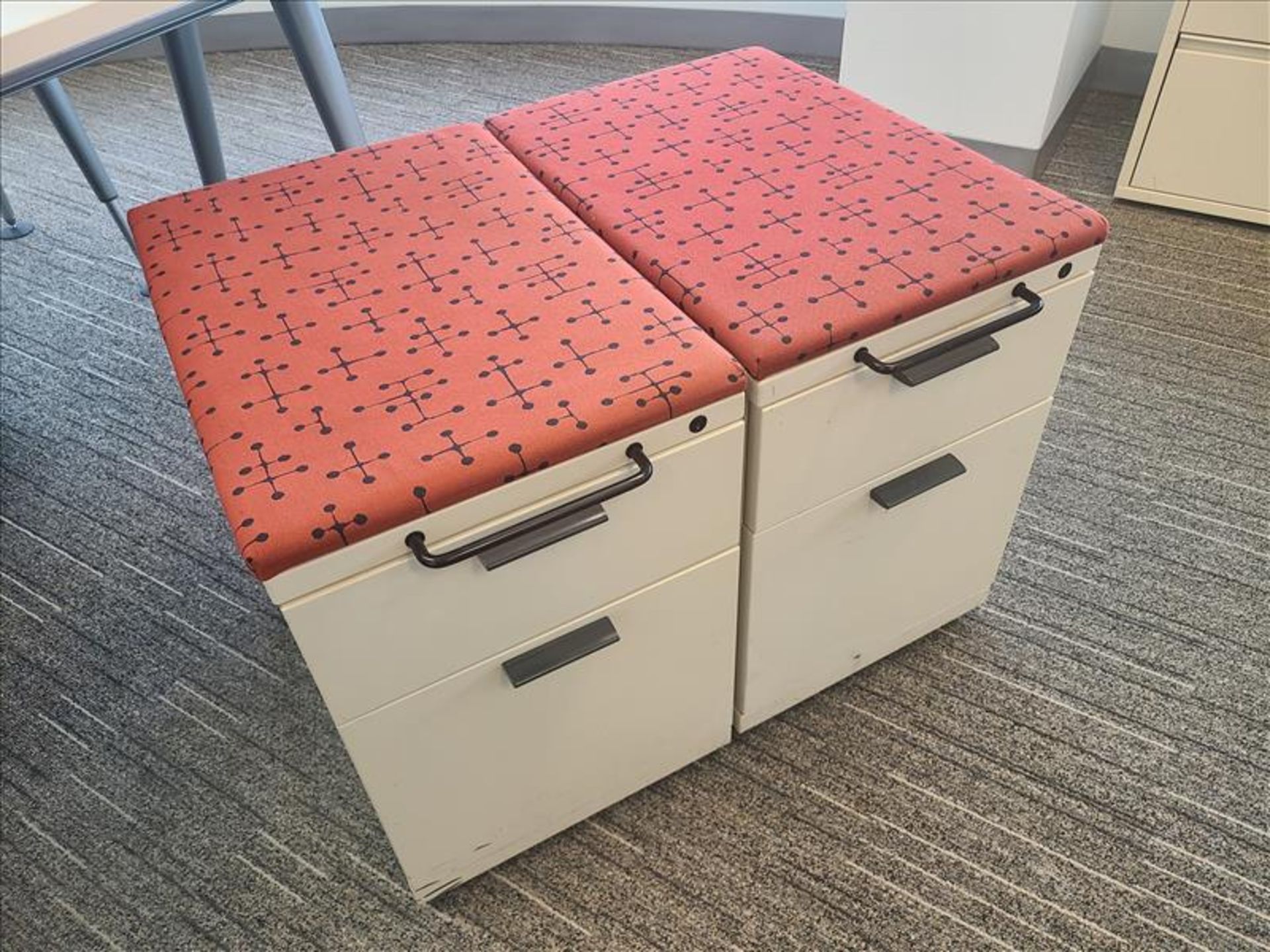 2-Drawer Filing Cabinet, w/cushion top, casters (Qty 2) (Floor 4) (Red Cushion Tops)