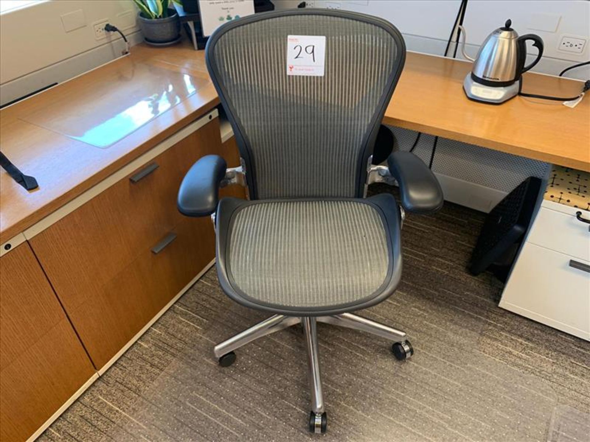 Herman Miller Aeron Task Chair; carbon mesh, chrome base, adjustable height, tilt seat and back,