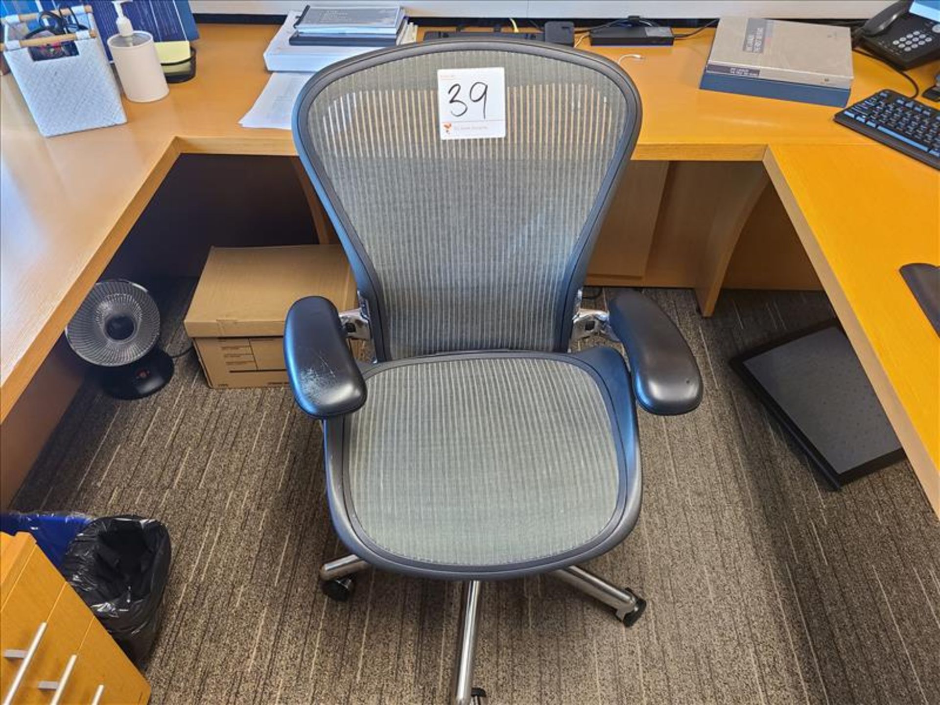 Herman Miller Aeron Task Chair; carbon mesh, chrome base, adjustable height, tilt seat and back,