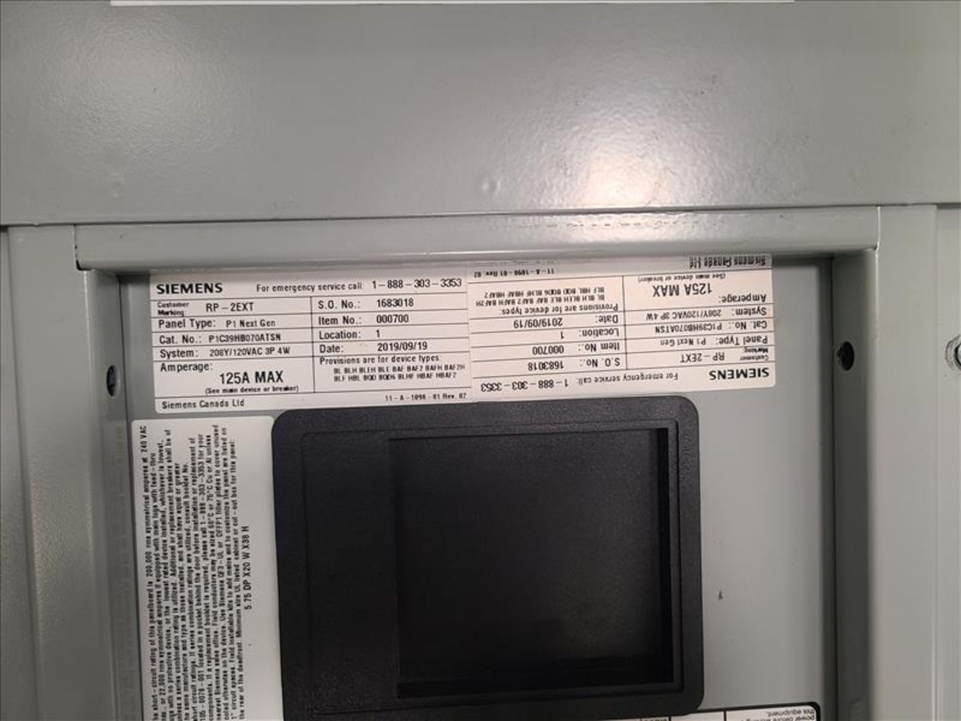 Siemens Breaker Panel, cat. no.P1C39HB070ATSN - Image 2 of 5