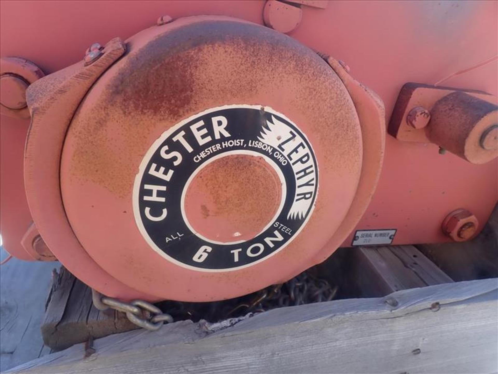 ChesterZephyr manual chain hoist, 6-ton cap. (Tag 8699 Loc Bones Yard) - Image 2 of 2