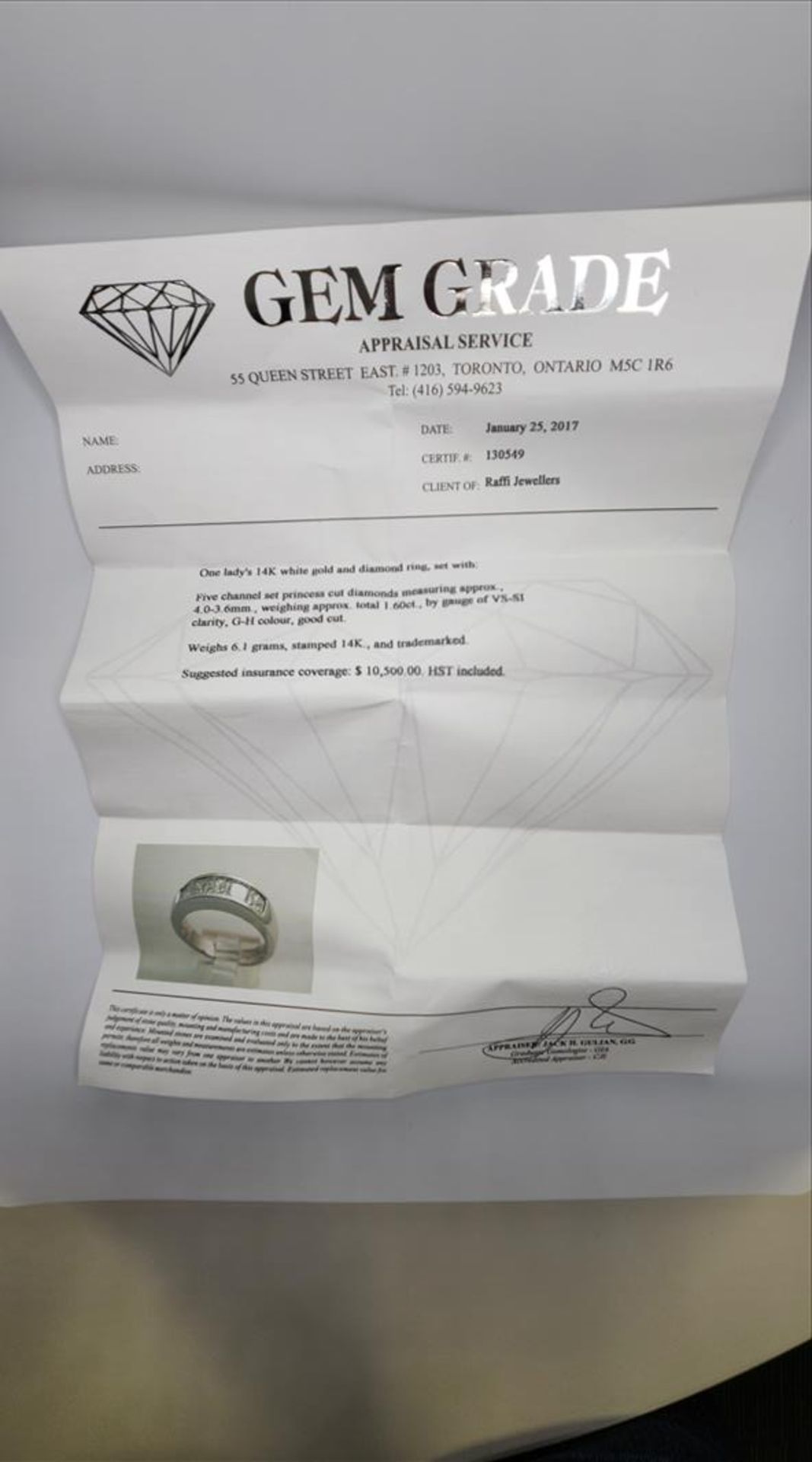 One lady’s stamped and tested 14kt white gold (Raff-4) diamond band shaped ring. Channel set - Image 5 of 6