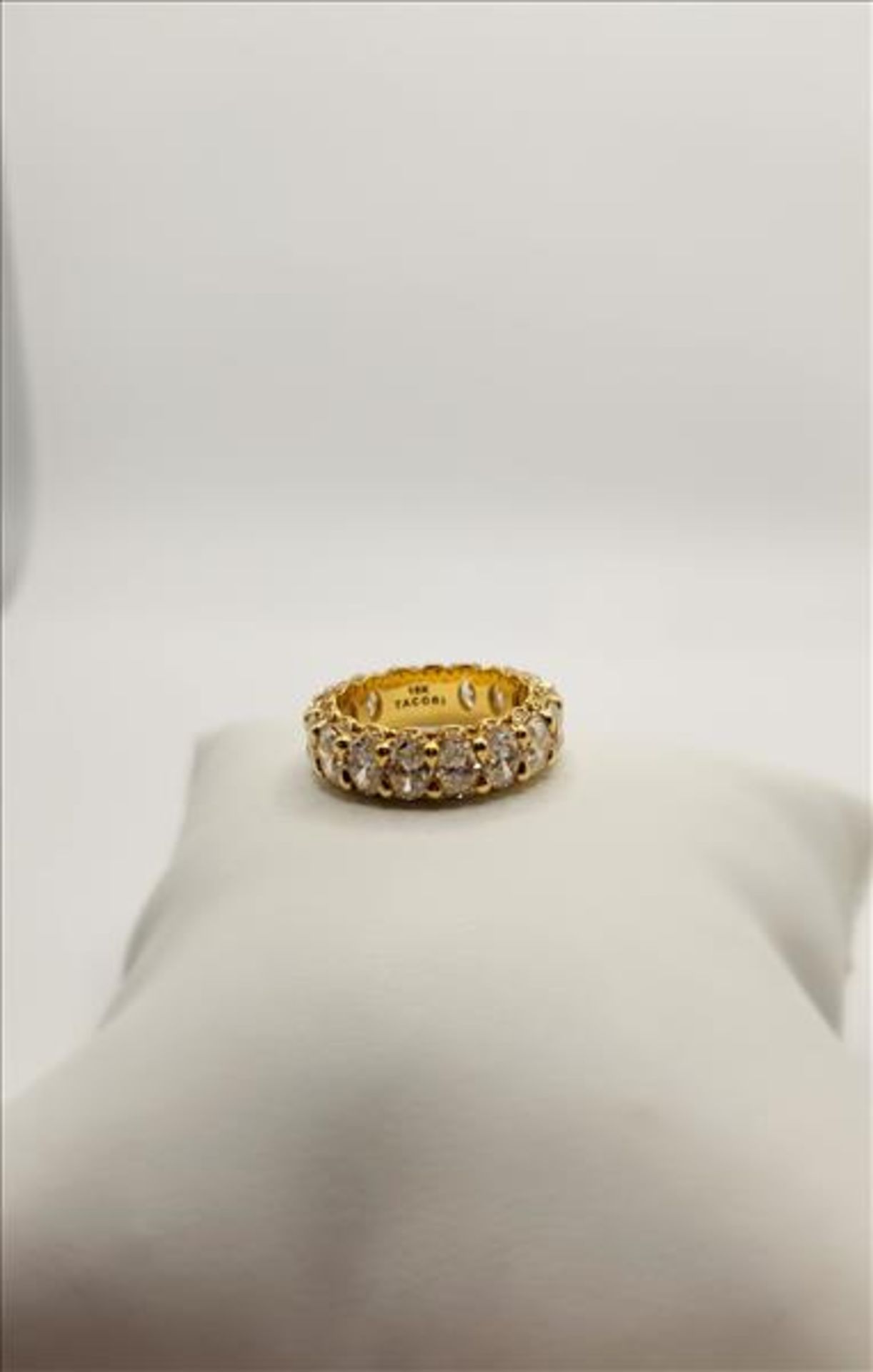One lady’s stamped 18kt yellow gold “Tacori” diamond eternity band. Shared claw set vertically - Image 2 of 8