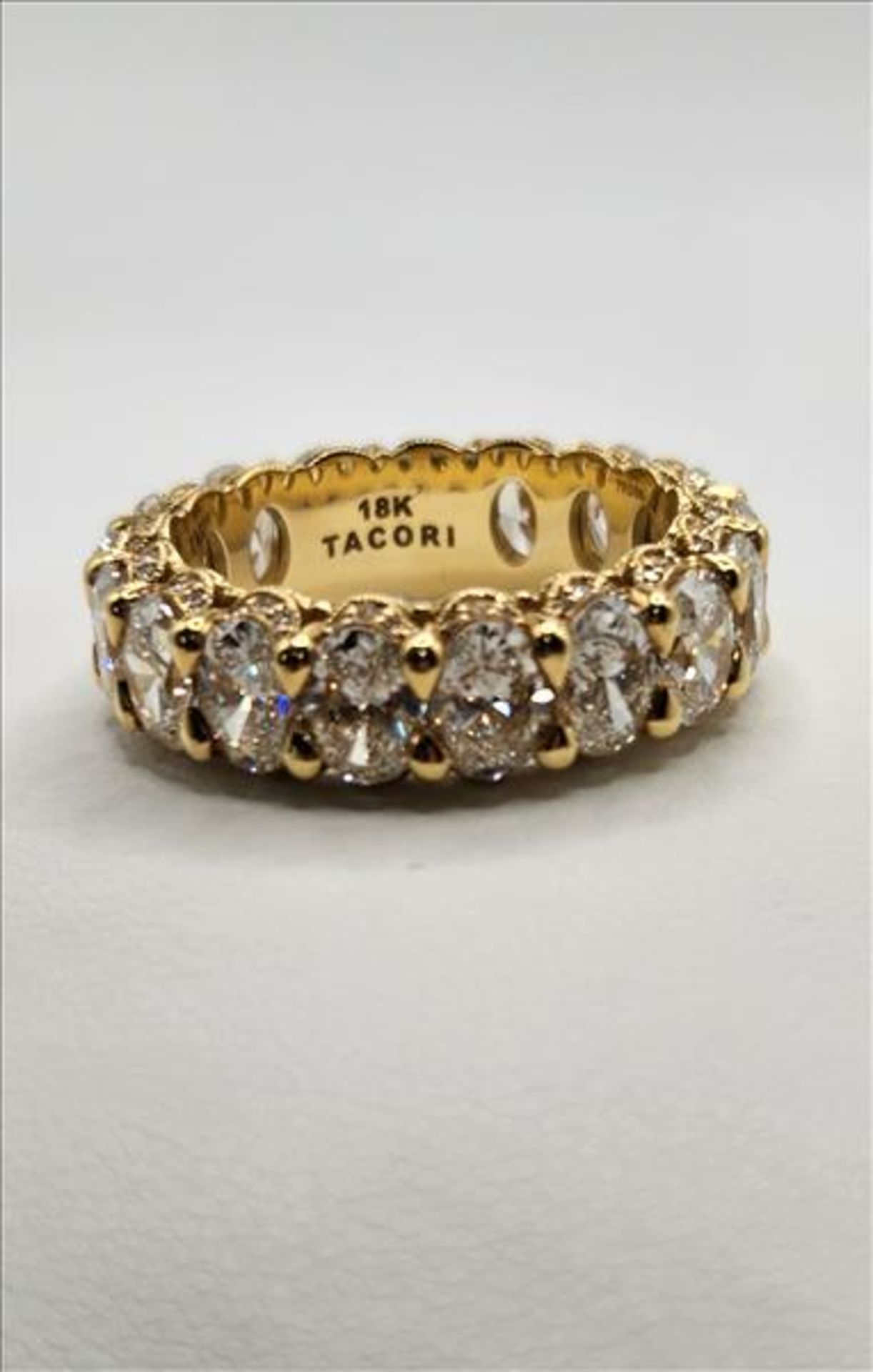 One lady’s stamped 18kt yellow gold “Tacori” diamond eternity band. Shared claw set vertically - Image 3 of 8