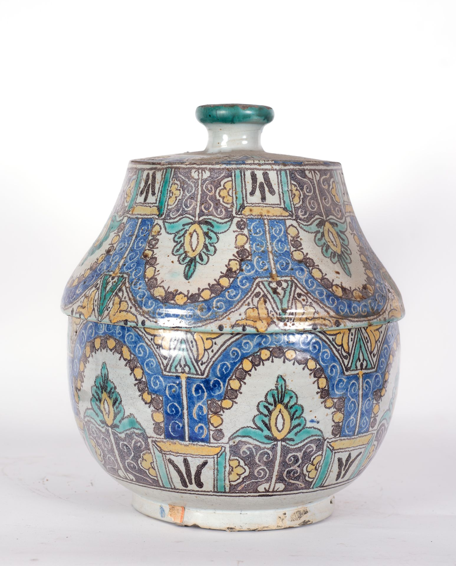 Ceramic Jobbana vessel from Fez, Morocco, 19th century