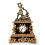 Gilt bronze clock depicting a Templar knight in the crusades, 19th century