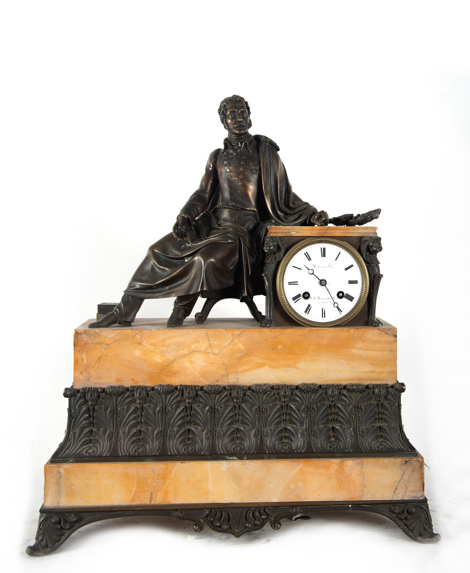 Empire style clock depicting Knight of the French Legion of Honor, 19th century