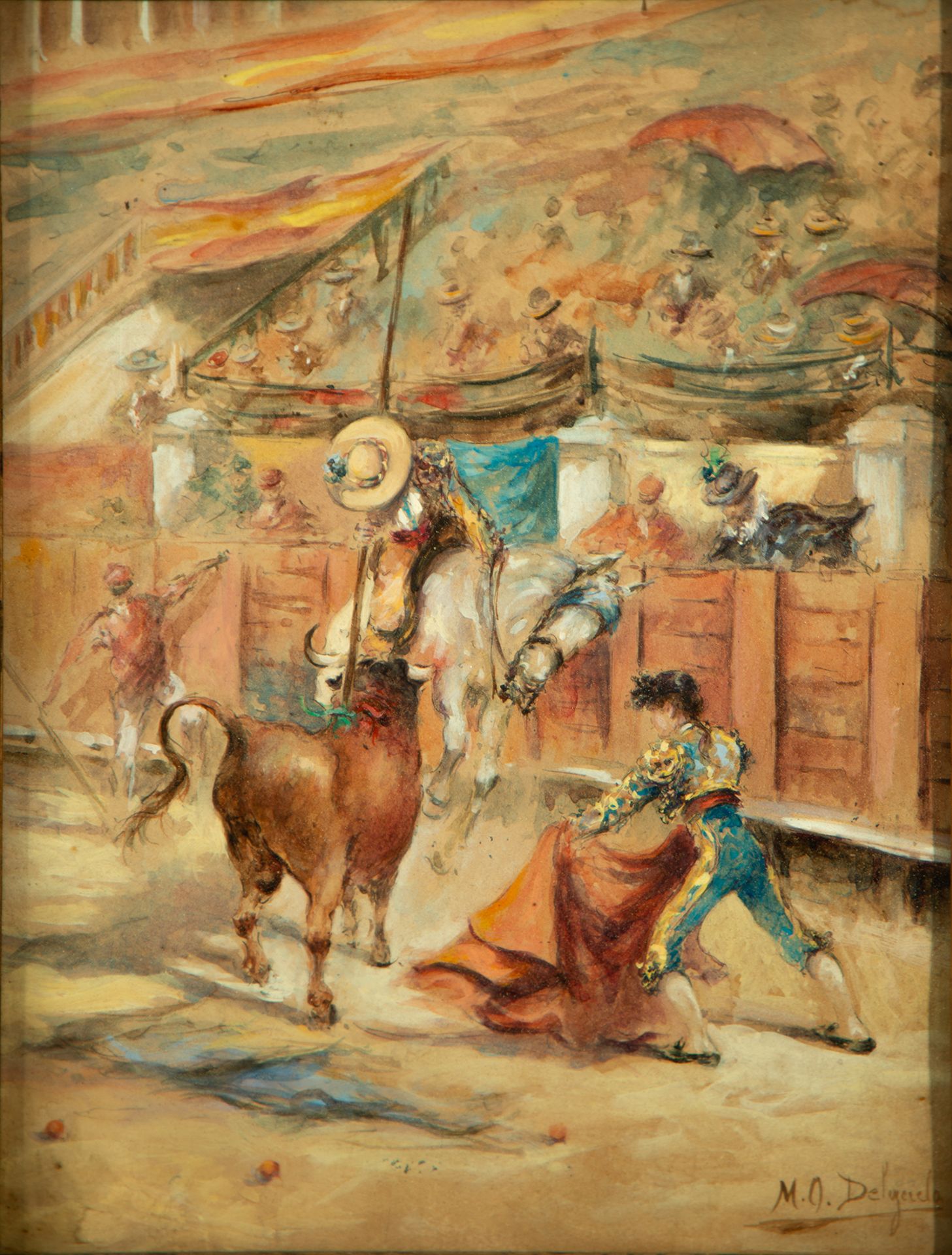 Bullfighting Festival, signed MO Delgado, Spanish school of the 19th - 20th century - Bild 2 aus 7