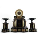 Black marble garniture with mercury pendulum, 19th century