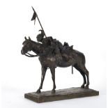 Sculpture of a knight in bronze, Italian school of the 19th - 20th century, signed F. Crespi