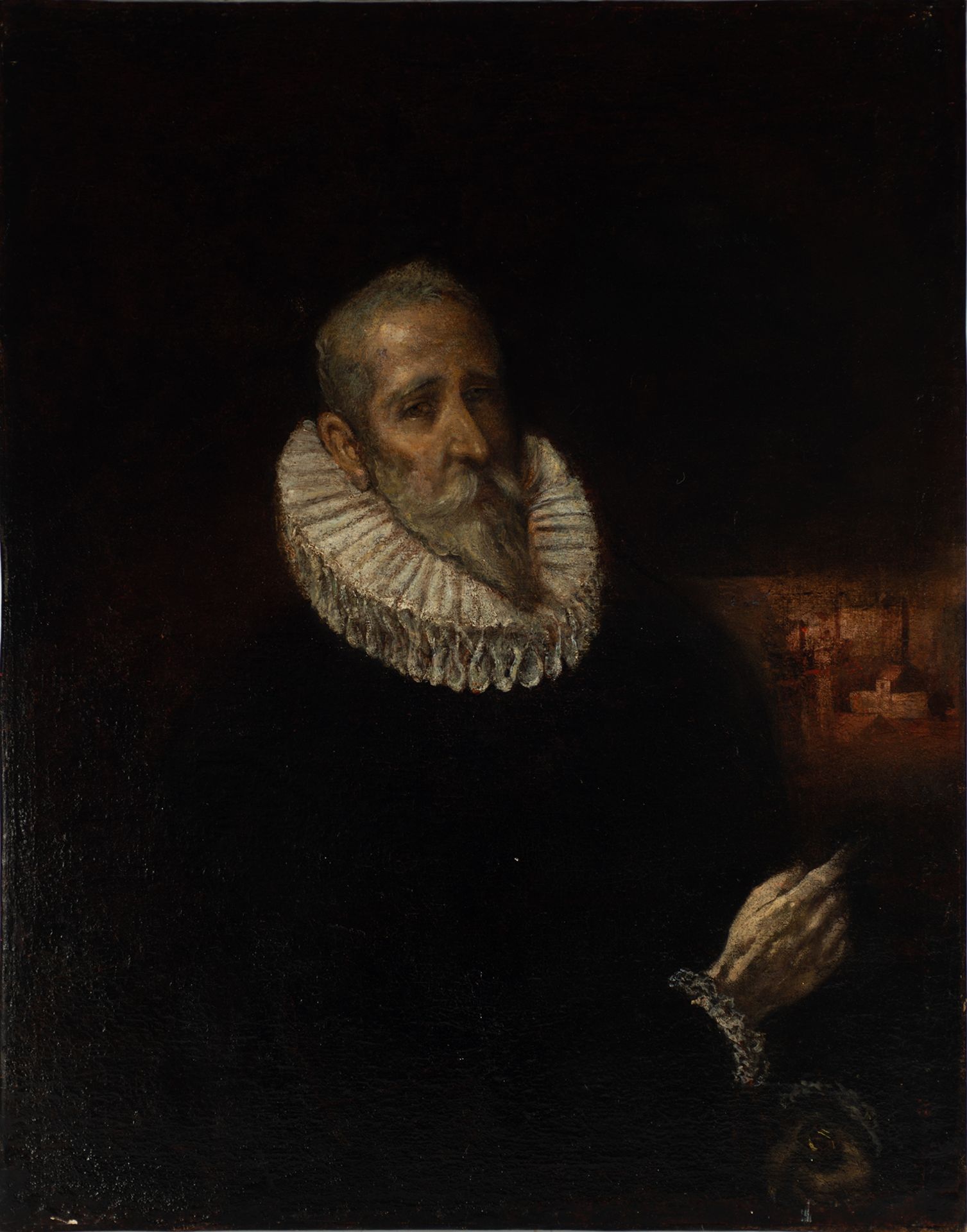 Portrait of Don Miguel de Cervantes, El Greco School, Toledo, 16th century - Image 6 of 7