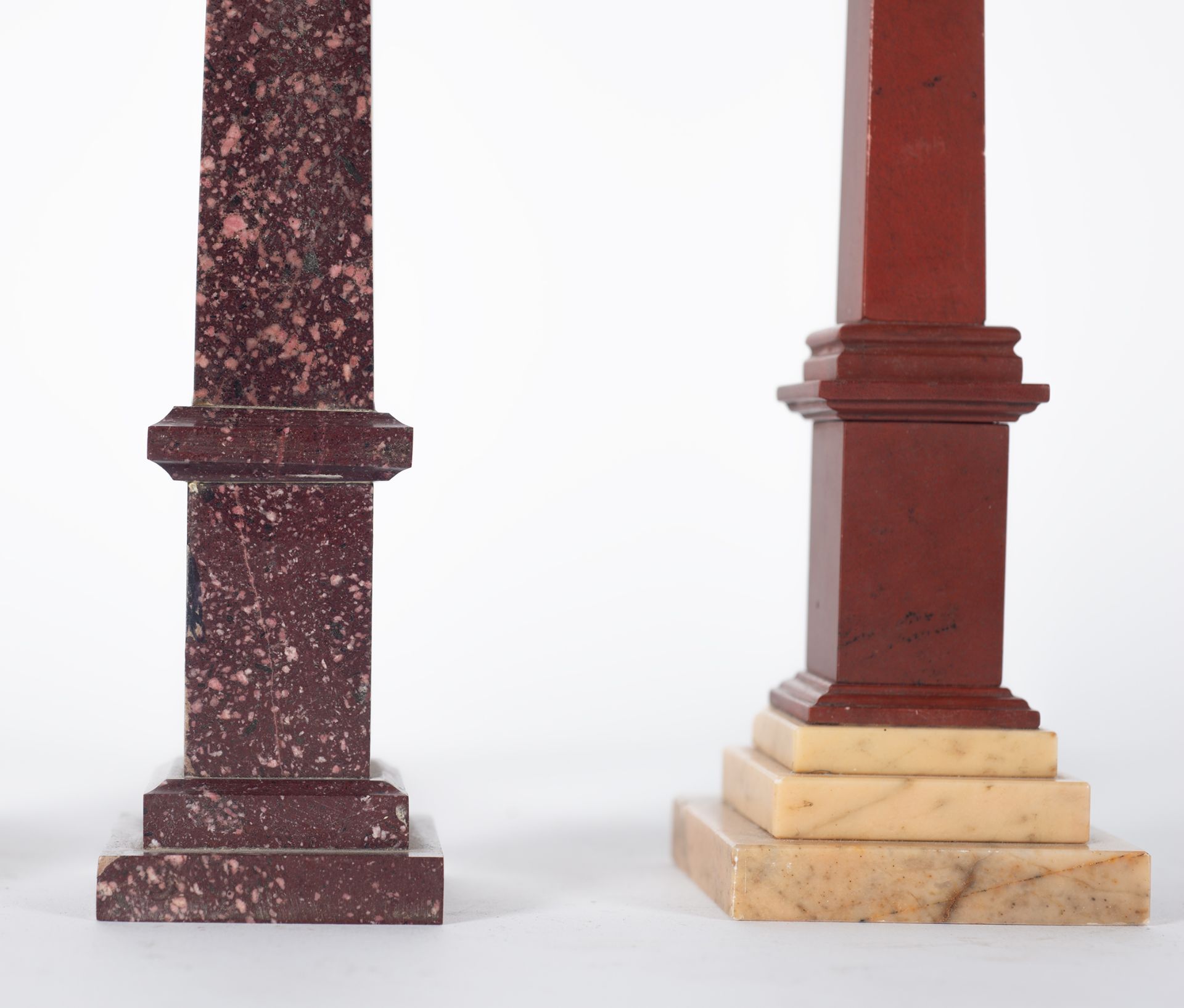 Lot of 3 columns in marble and porphyry, 19th - 20th century - Image 3 of 6