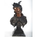 "Time is money", Art Nouveau bust in bronze signed Arthur Waagen, 19th - 20th century German school