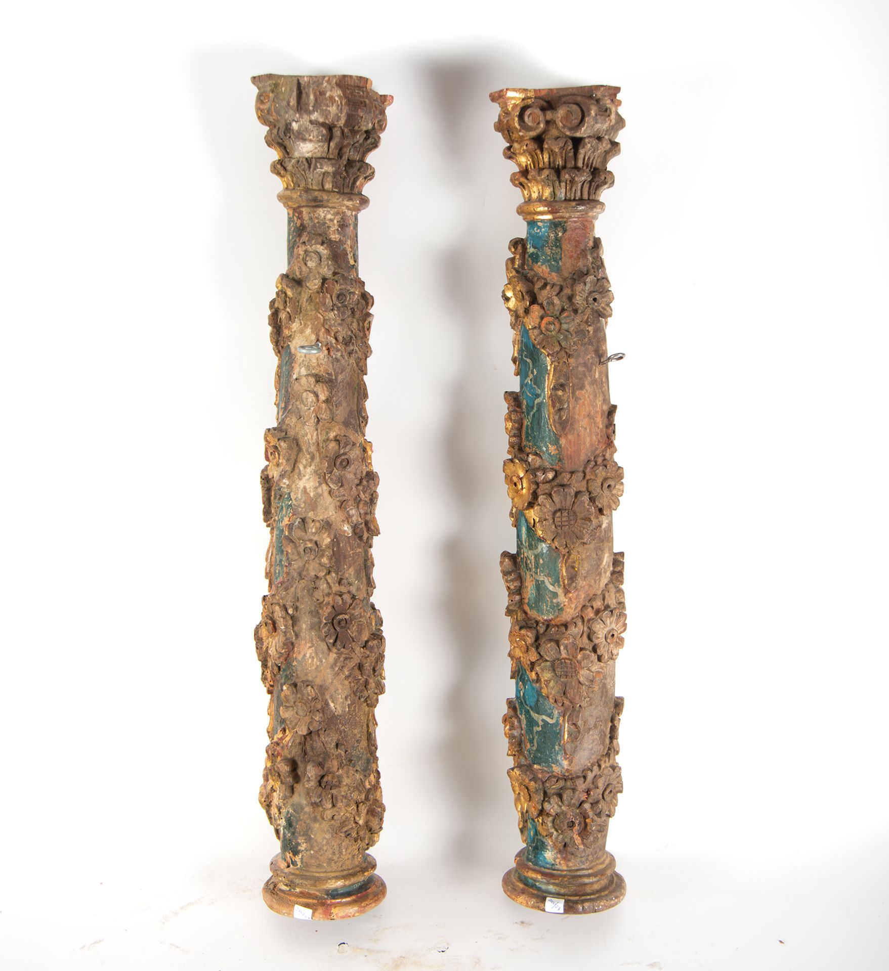 Pair of important Solomonic columns, 17th century - Image 5 of 8