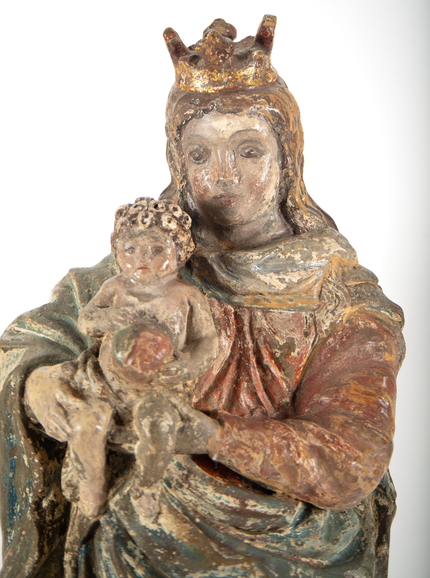 Virgin with Child in polychrome stone, Talleres de Malines, XV - XVI centuries - Bild 2 aus 14