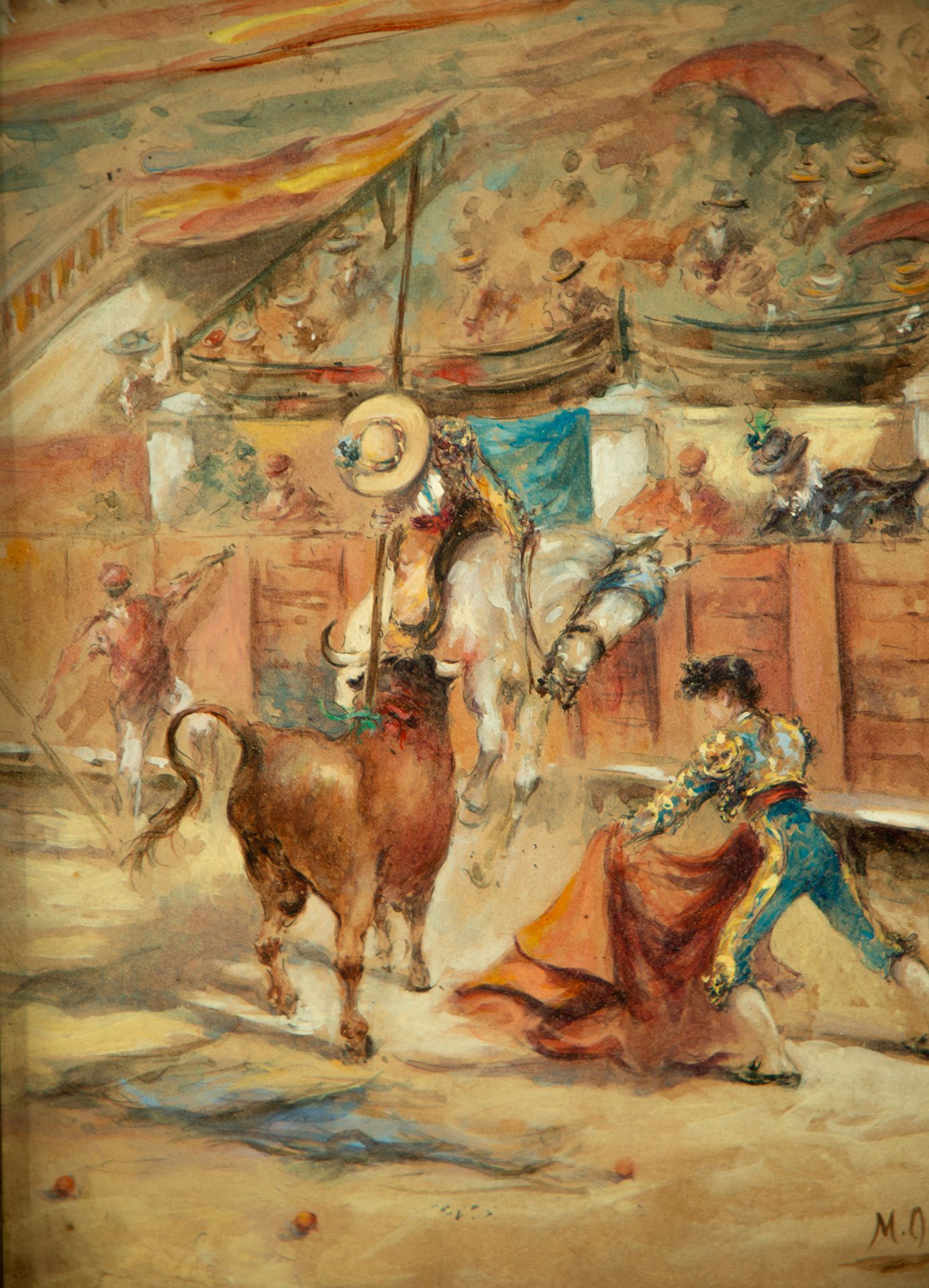 Bullfighting Festival, signed MO Delgado, Spanish school of the 19th - 20th century - Bild 3 aus 7