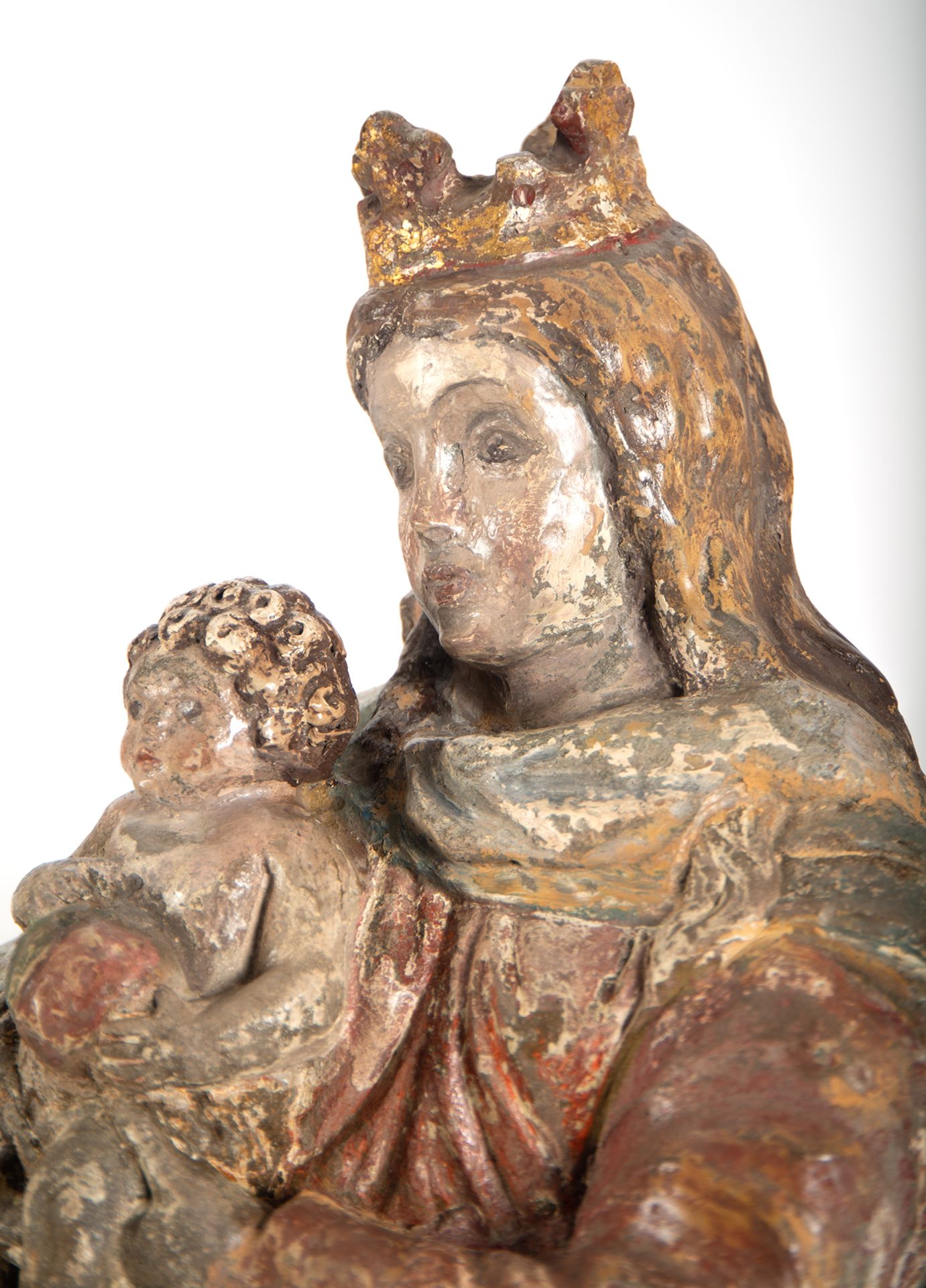 Virgin with Child in polychrome stone, Talleres de Malines, XV - XVI centuries - Bild 6 aus 14